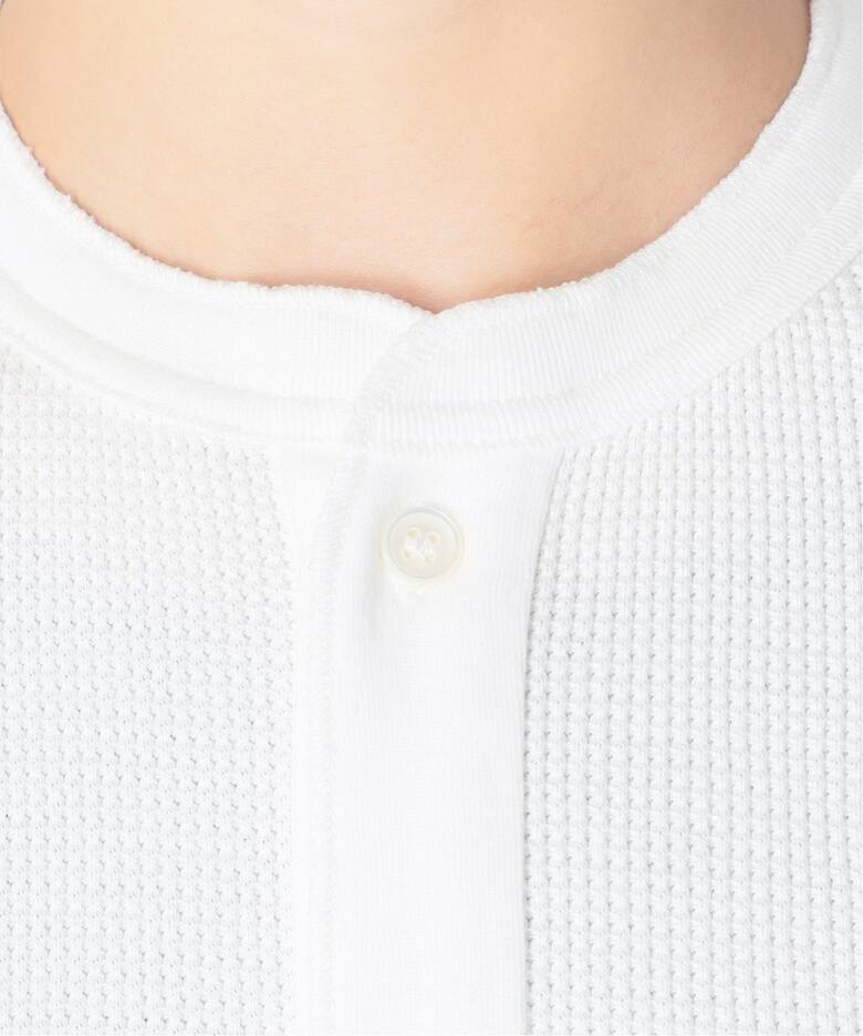 AMERICANA/アメリカーナ】ワッフル ヘンリー ロングスリーブ Tシャツ  