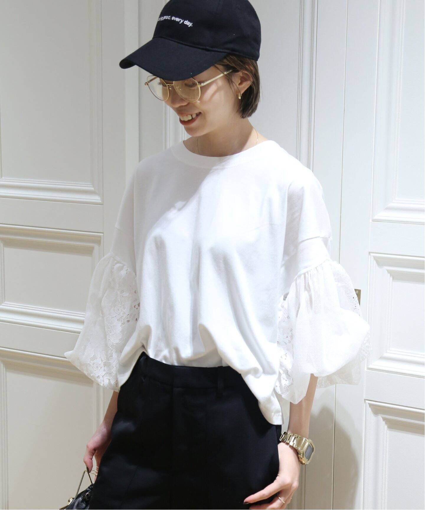 H/アッシュ】remake レースバルーンTシャツ（Tシャツ／カットソー  