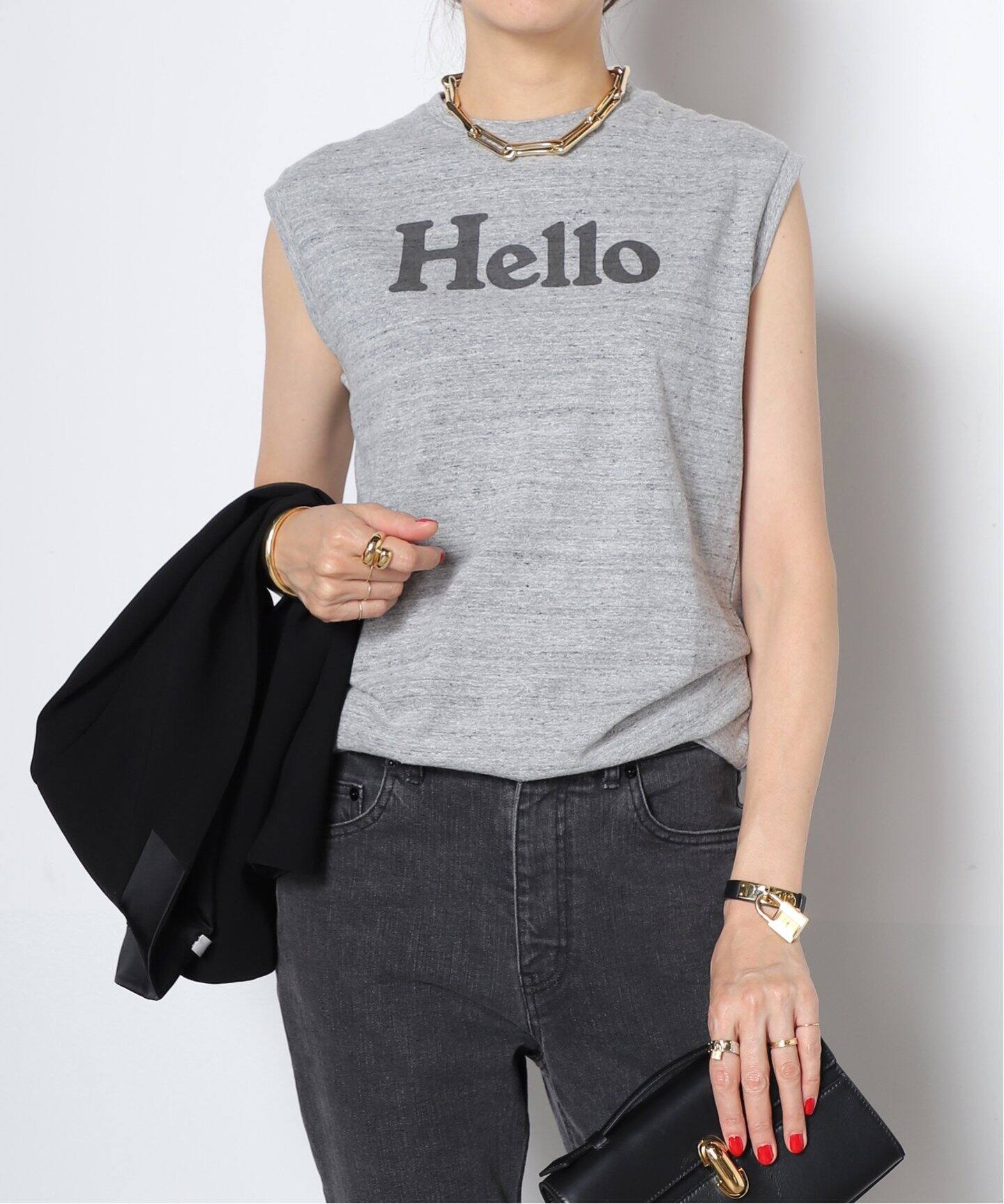 MADISONBLUE/マディソンブルー】HELLO NOSLEEVE TEE（Tシャツ 