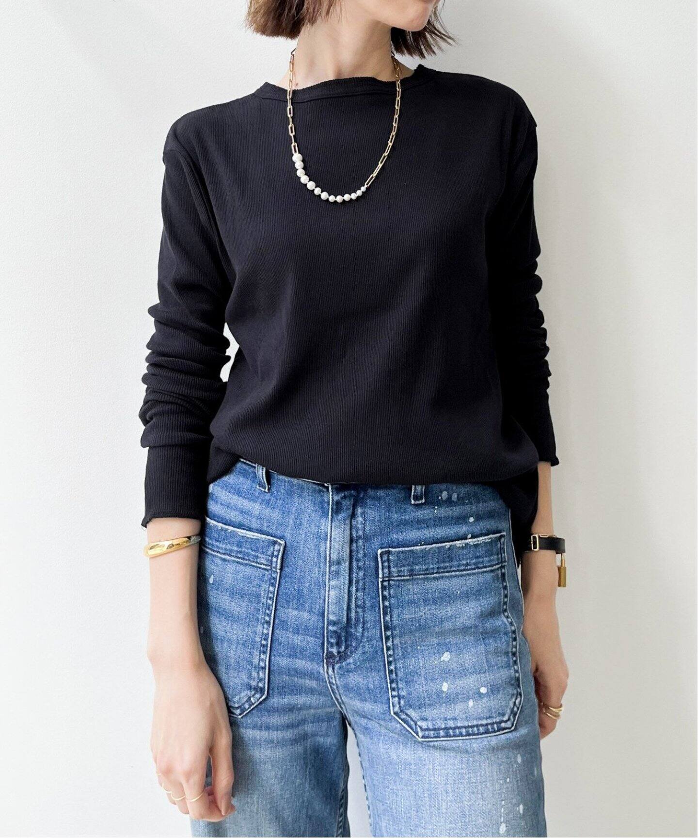 Rib L/S T-sh（Tシャツ／カットソー）｜L