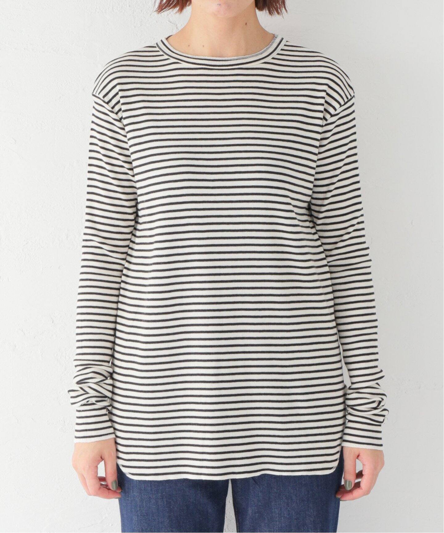 Border Rib Longsleeve T-sh（Tシャツ／カットソー）｜L