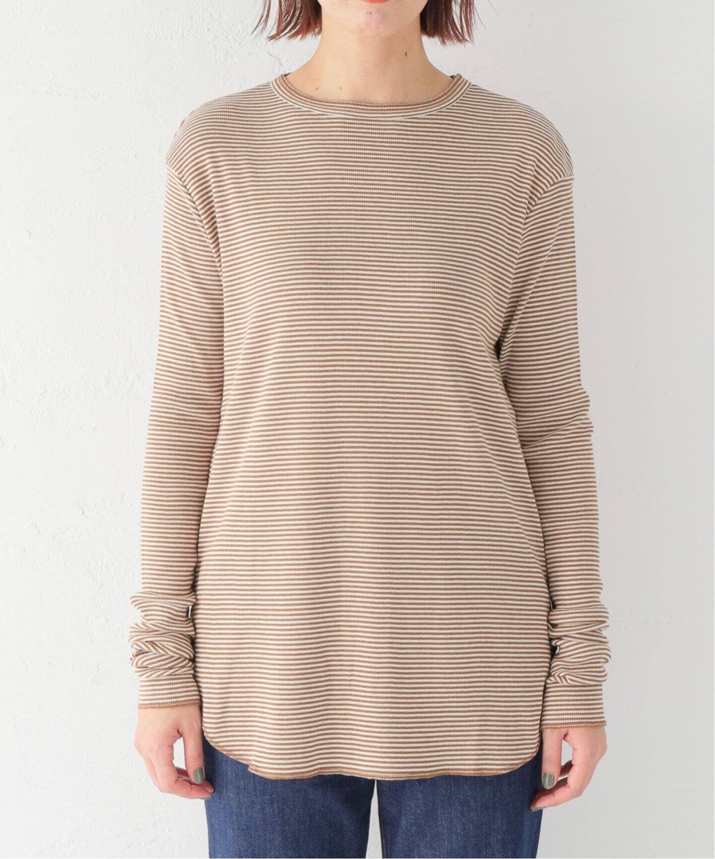 Border Rib Longsleeve T-sh（Tシャツ／カットソー）｜L
