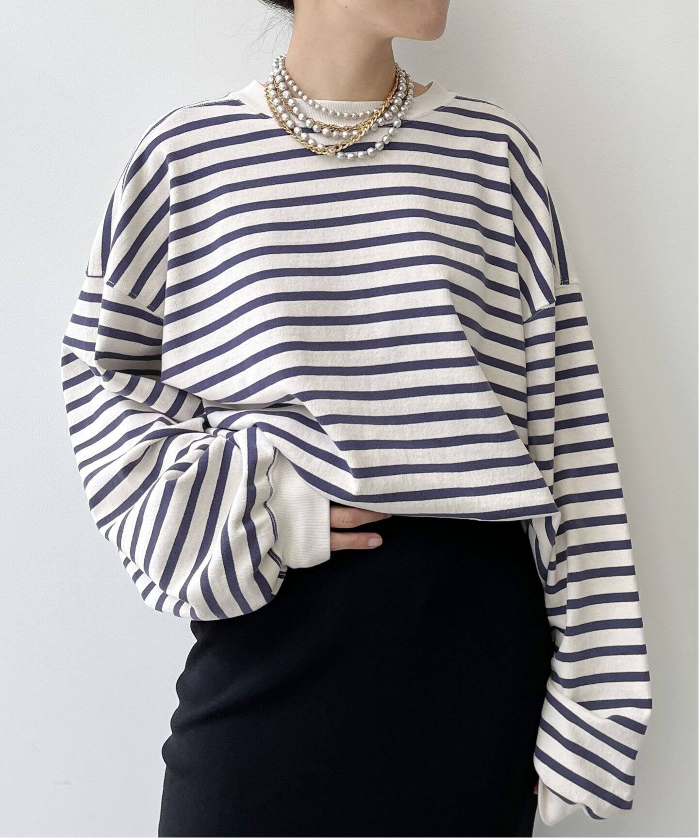 REMI RELIEF/レミレリーフ】Border L/S T-SH（Tシャツ／カットソー 