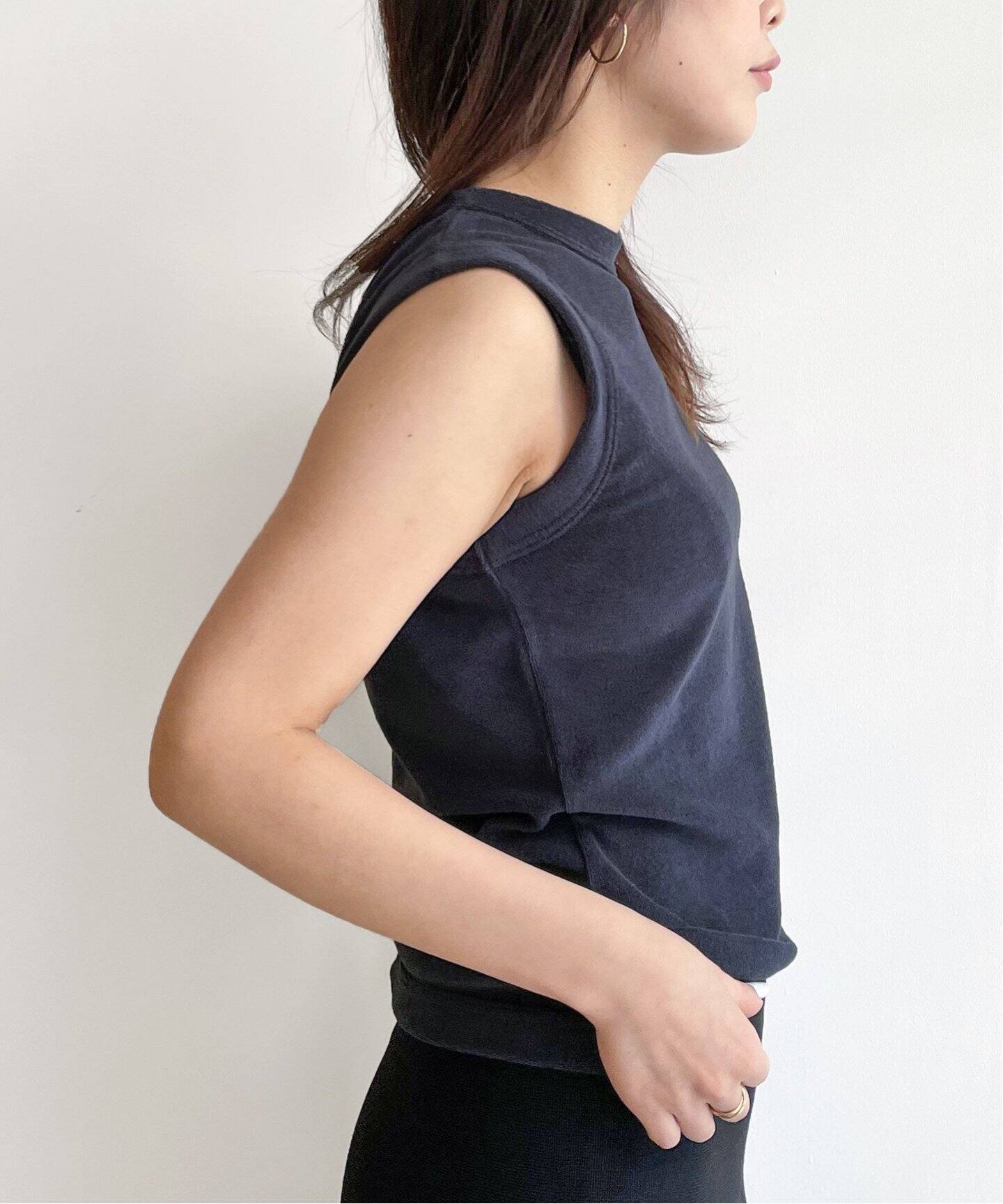 MADISON BLUE/マディソンブルー】CREWNECK SLEEVELESS TEE PILE 