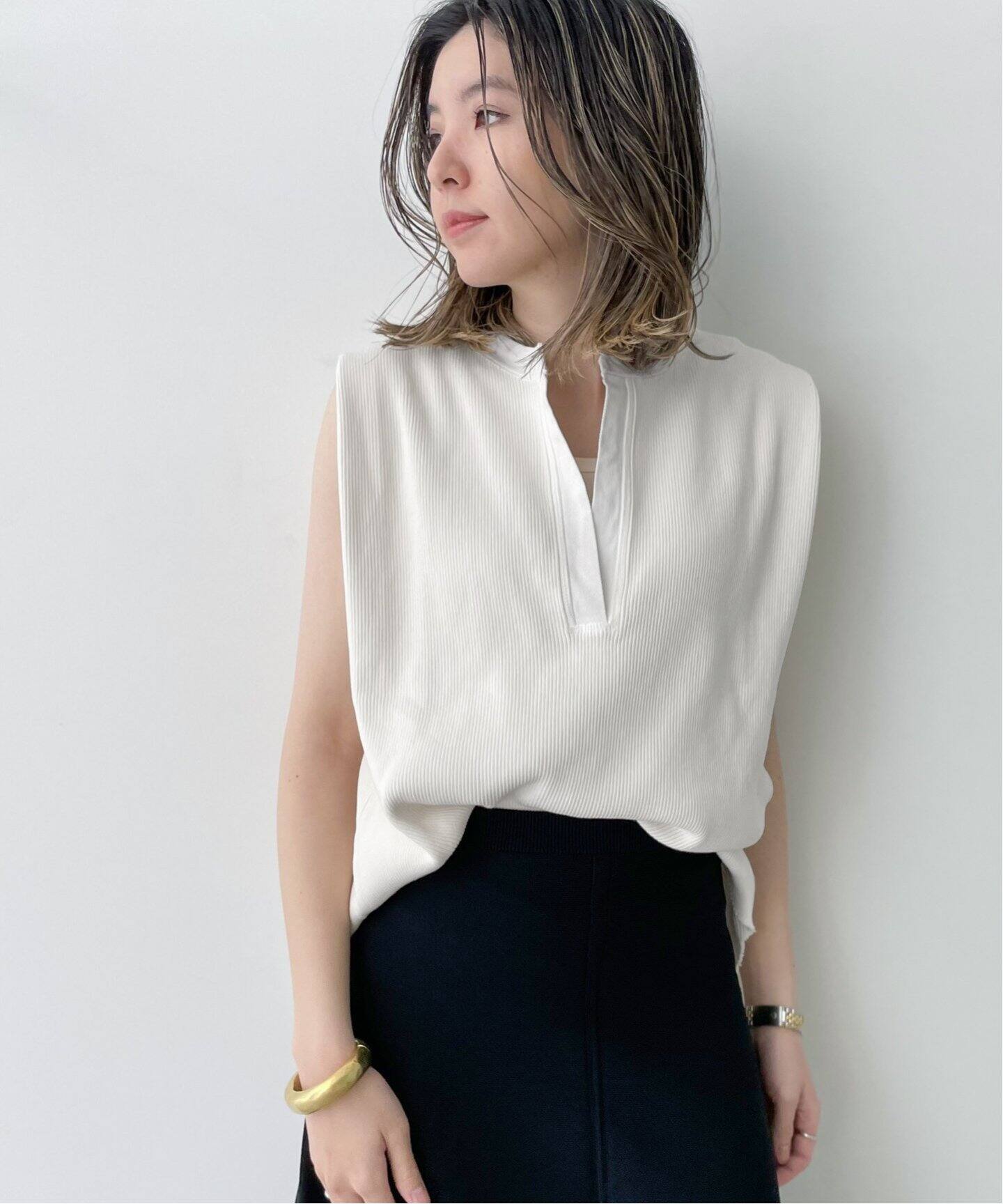 R JUBILEE / アールジュビリー】Big Rib Henly Neck Tops（Tシャツ 