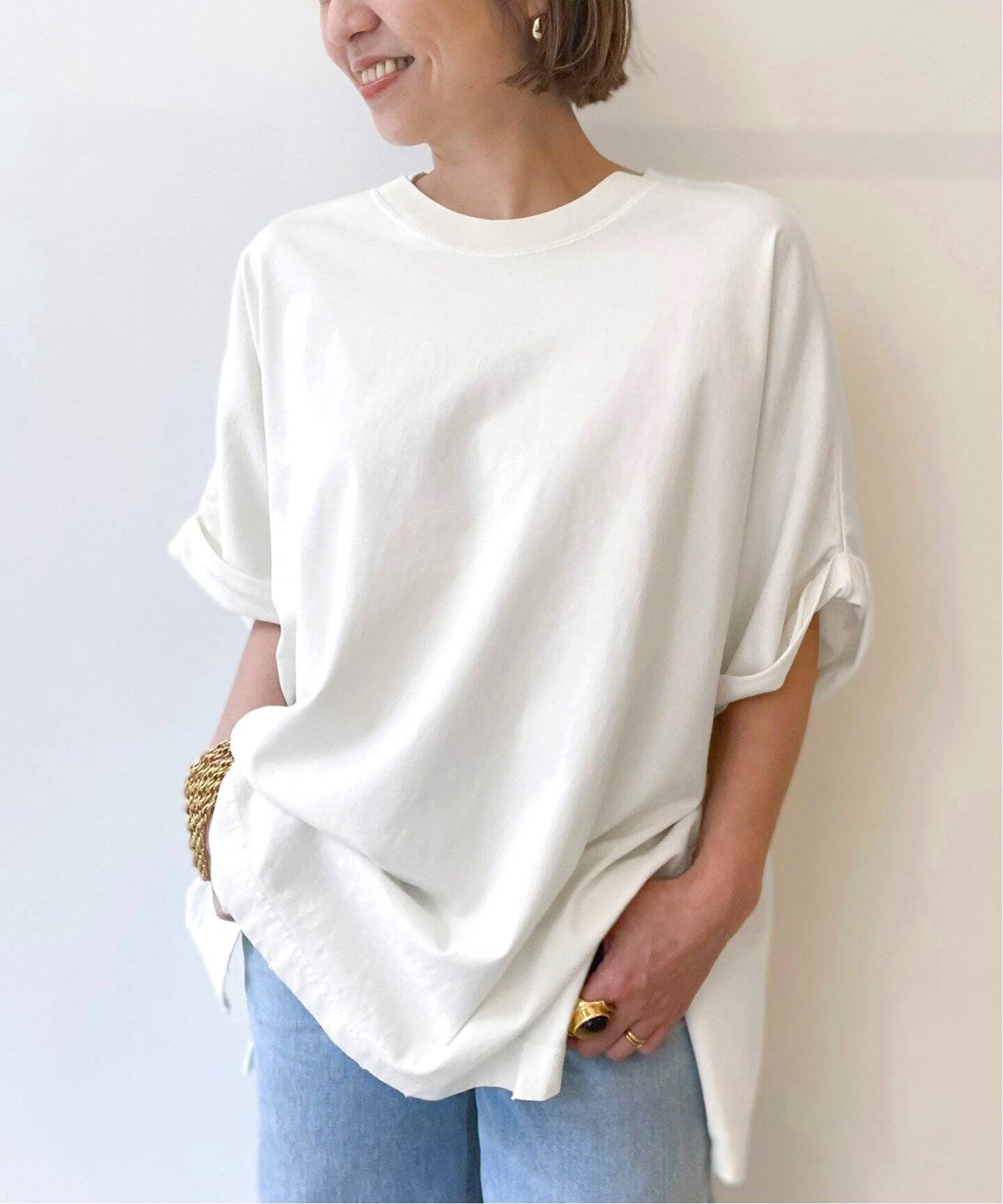 R JUBILEE/アール ジュビリー】roll up over size tee（Tシャツ 