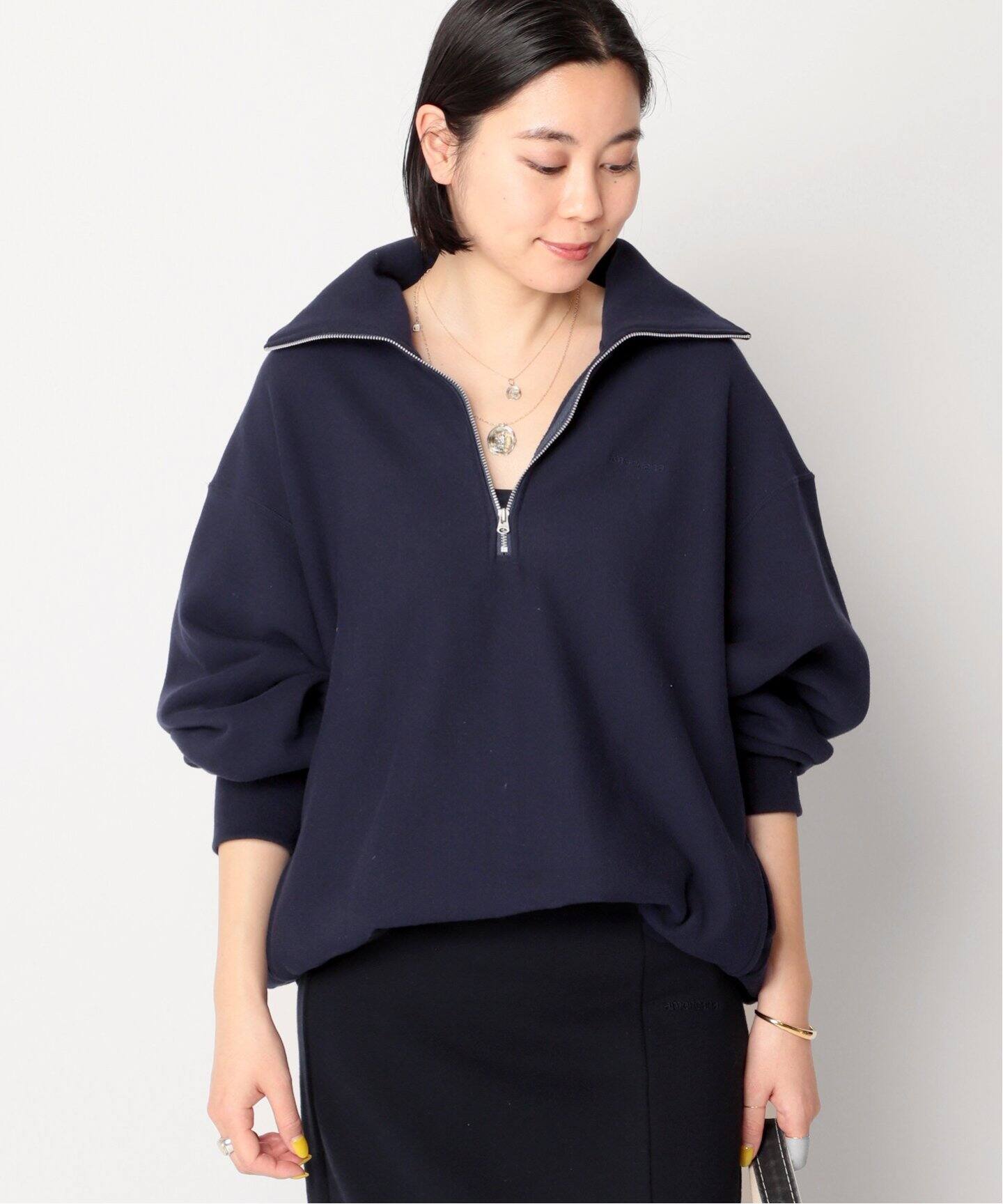 AMERICANA/アメリカーナ】 ハーフジップ スウェットプルオーバー（T  