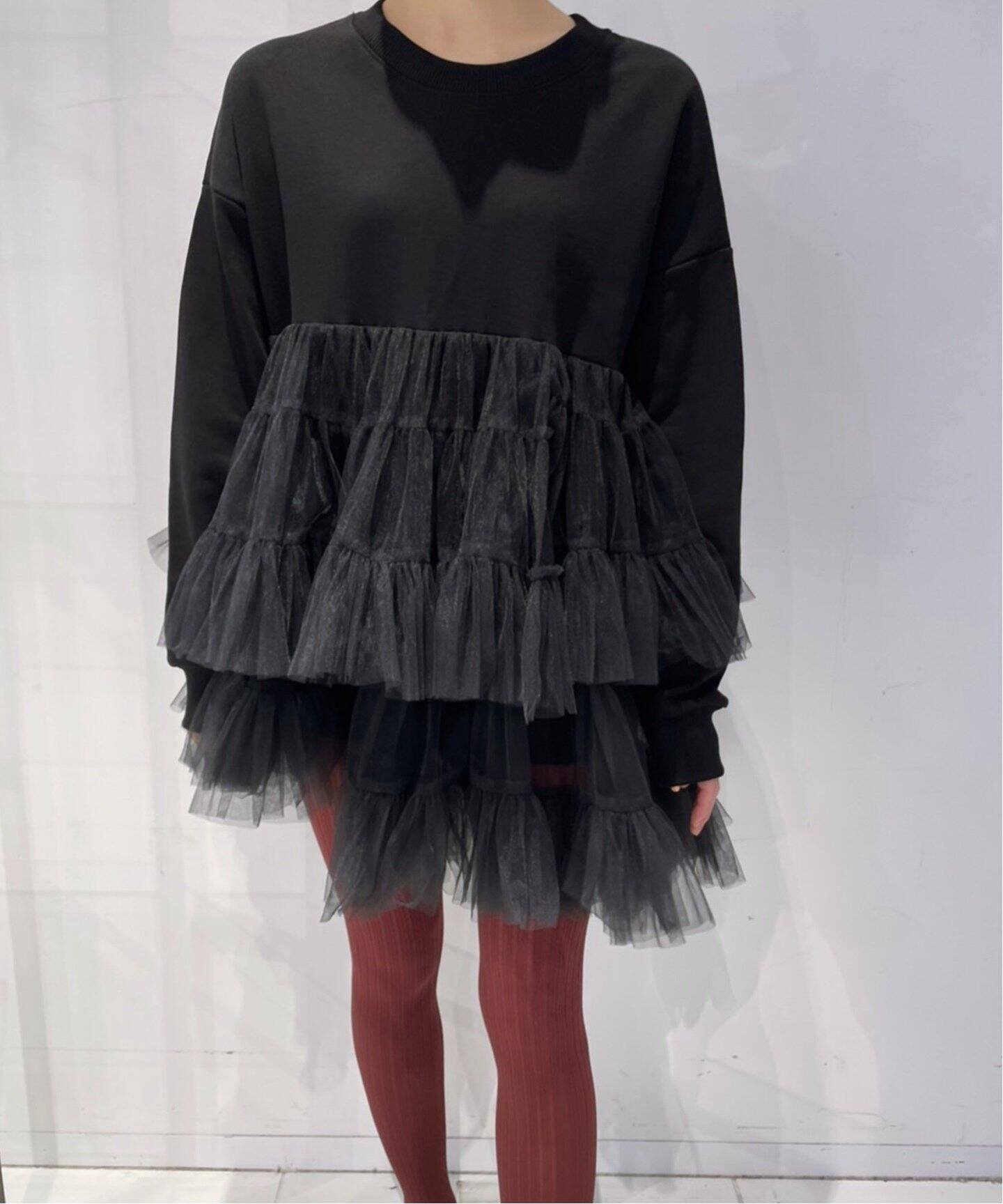 最終値下げ】VIVIANO Ruffle Trimmed Tulle Top