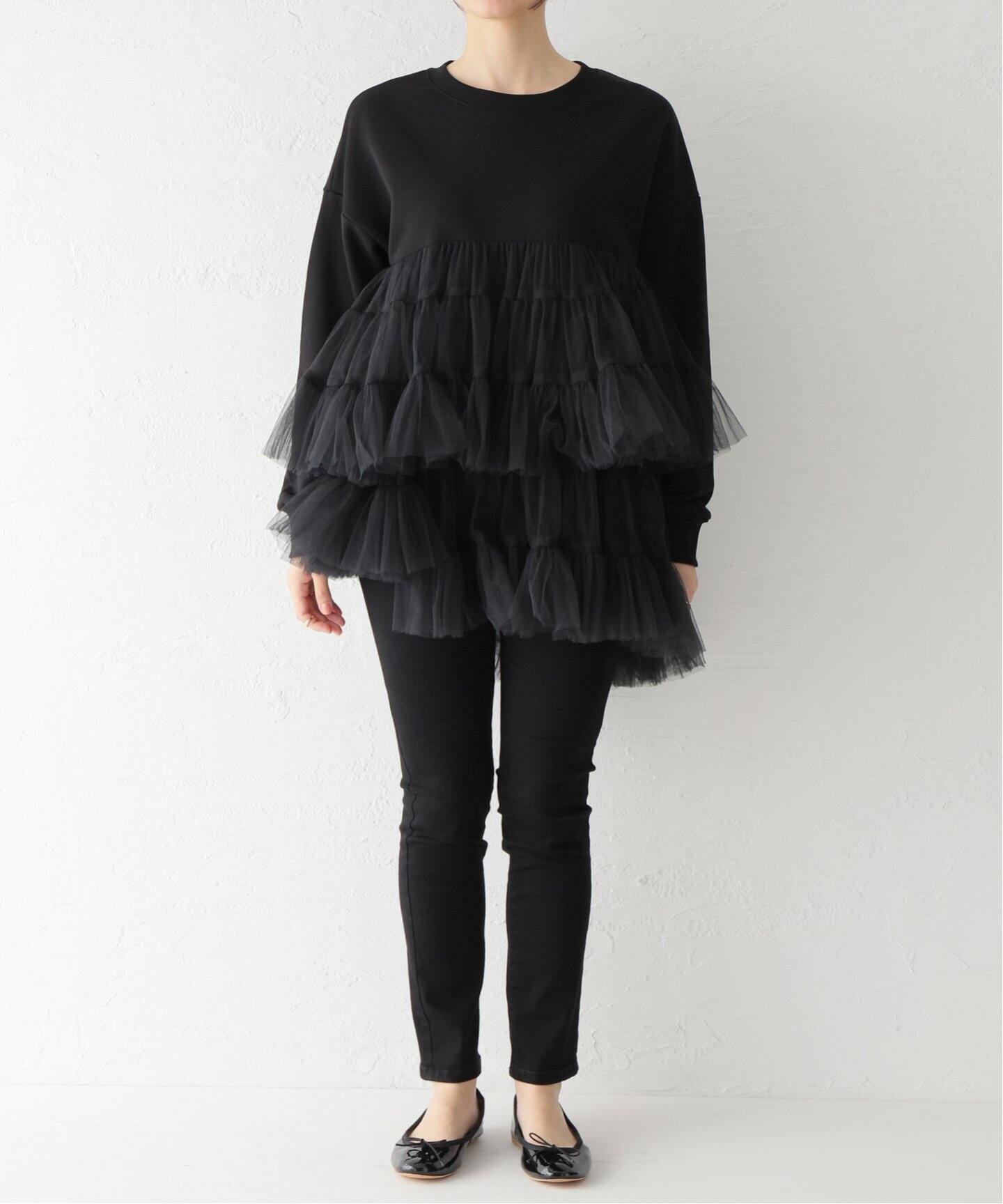 最終値下げ】VIVIANO Ruffle Trimmed Tulle Top - 長袖