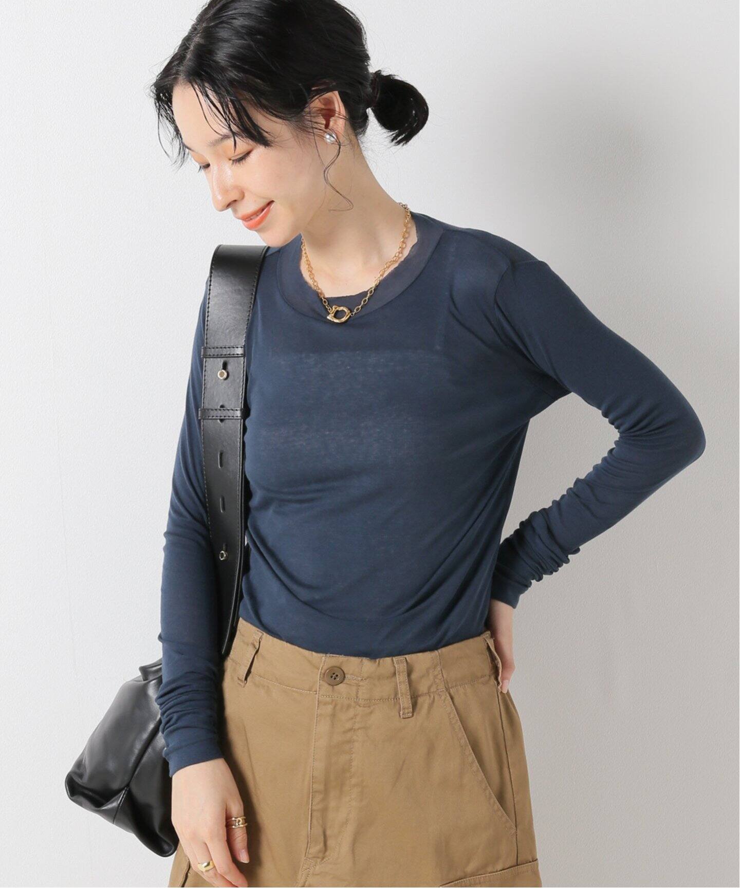 AURALEE/オーラリー】HIGH GAUGE SHEER リブロングスリーブTシャツ（T 