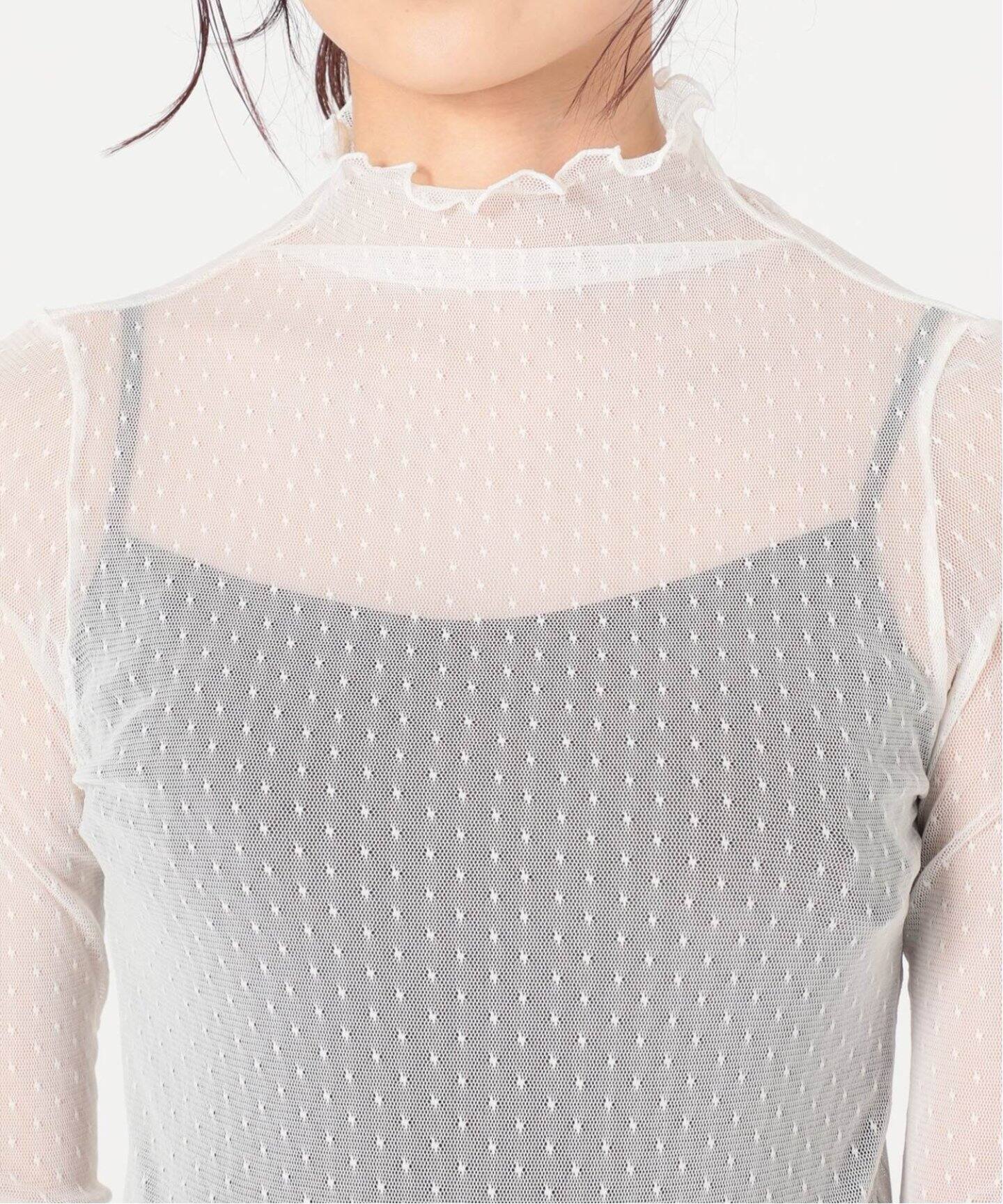 追加》IENA LA BOUCLE ドットチュールタートルネック（Tシャツ  