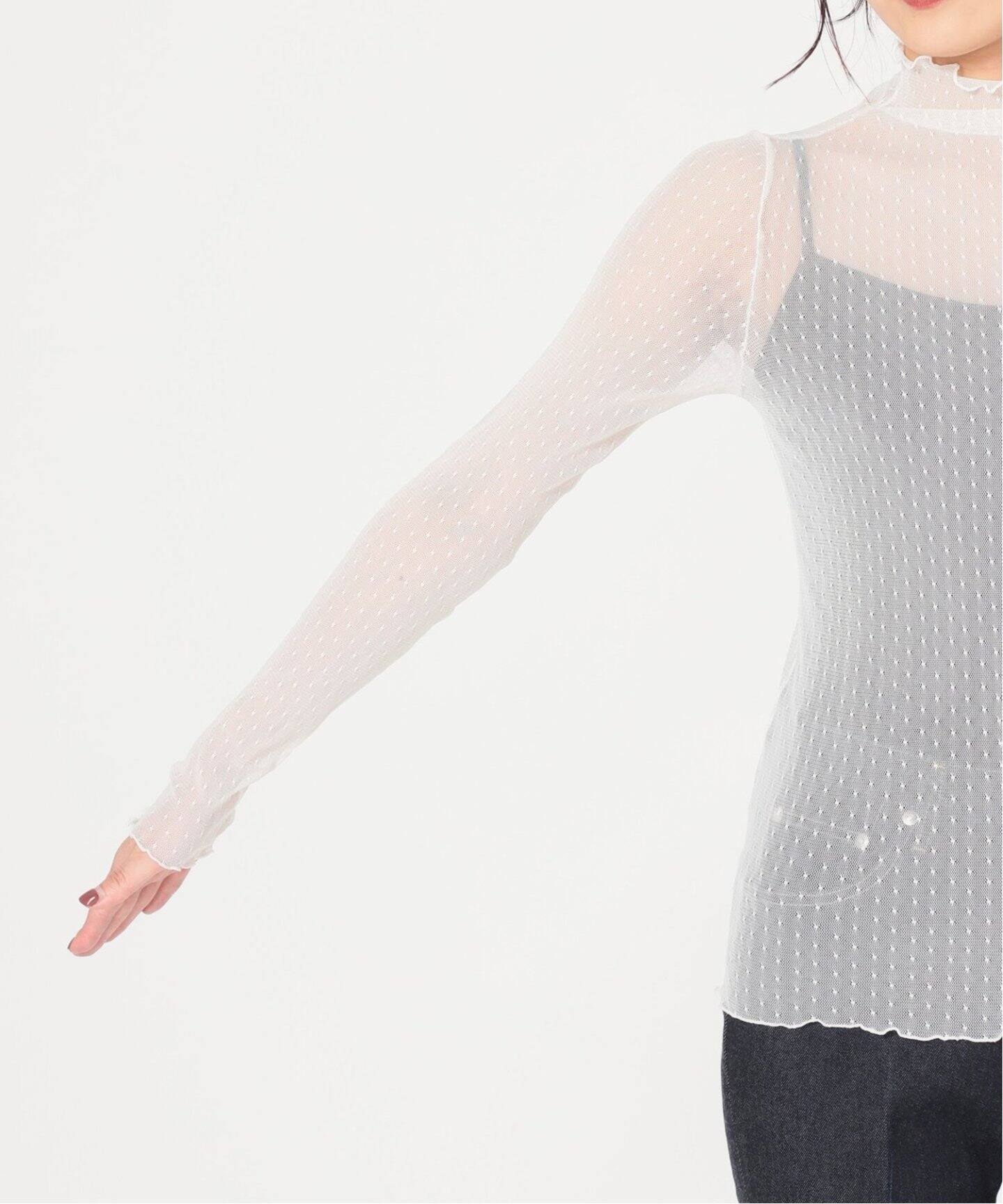 追加》IENA LA BOUCLE ドットチュールタートルネック（Tシャツ  