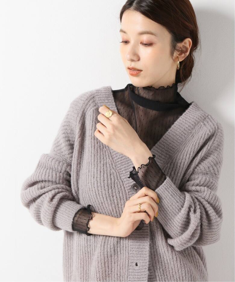 追加》IENA LA BOUCLE ドットチュールタートルネック（Tシャツ  