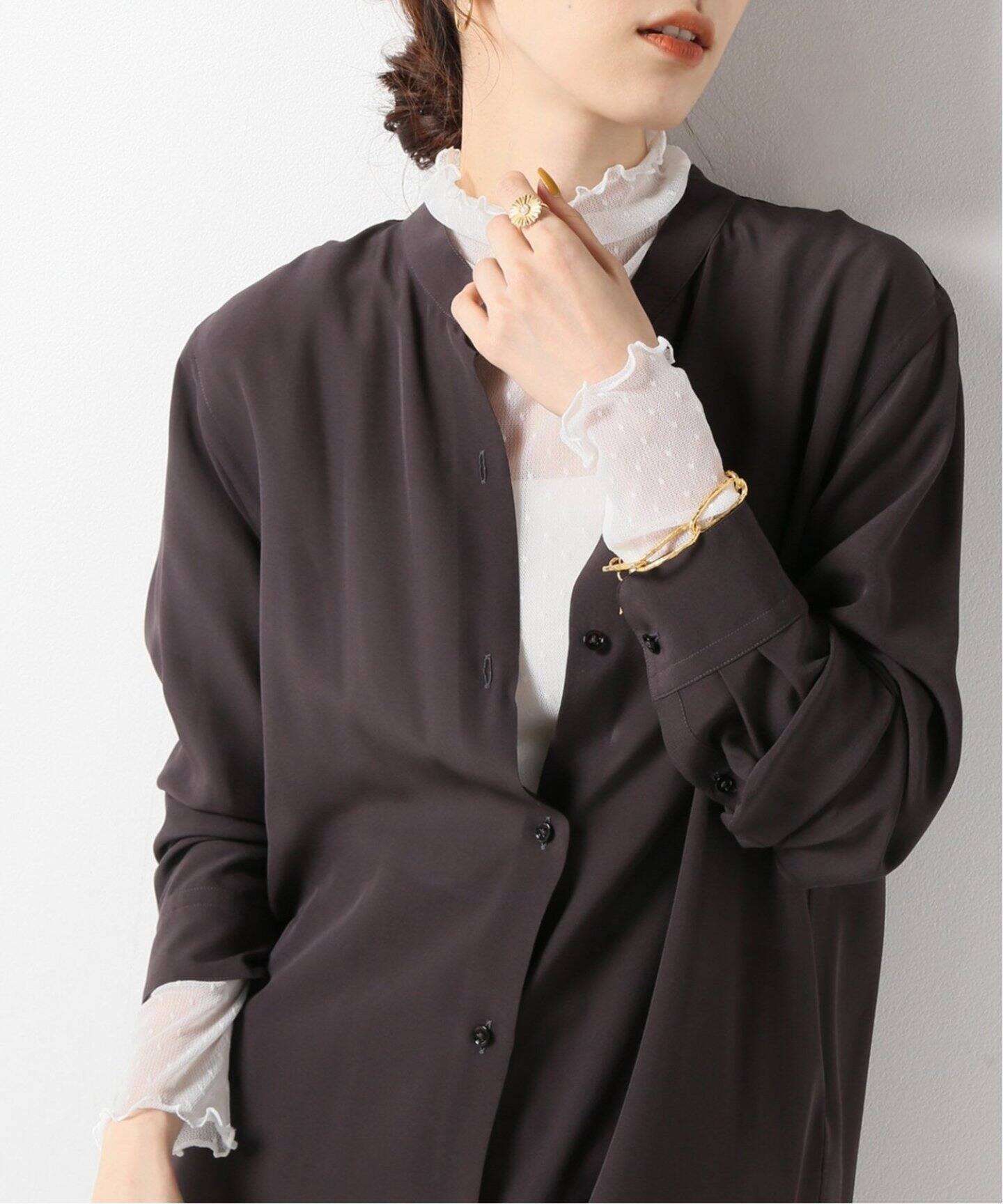 追加》IENA LA BOUCLE ドットチュールタートルネック（Tシャツ  