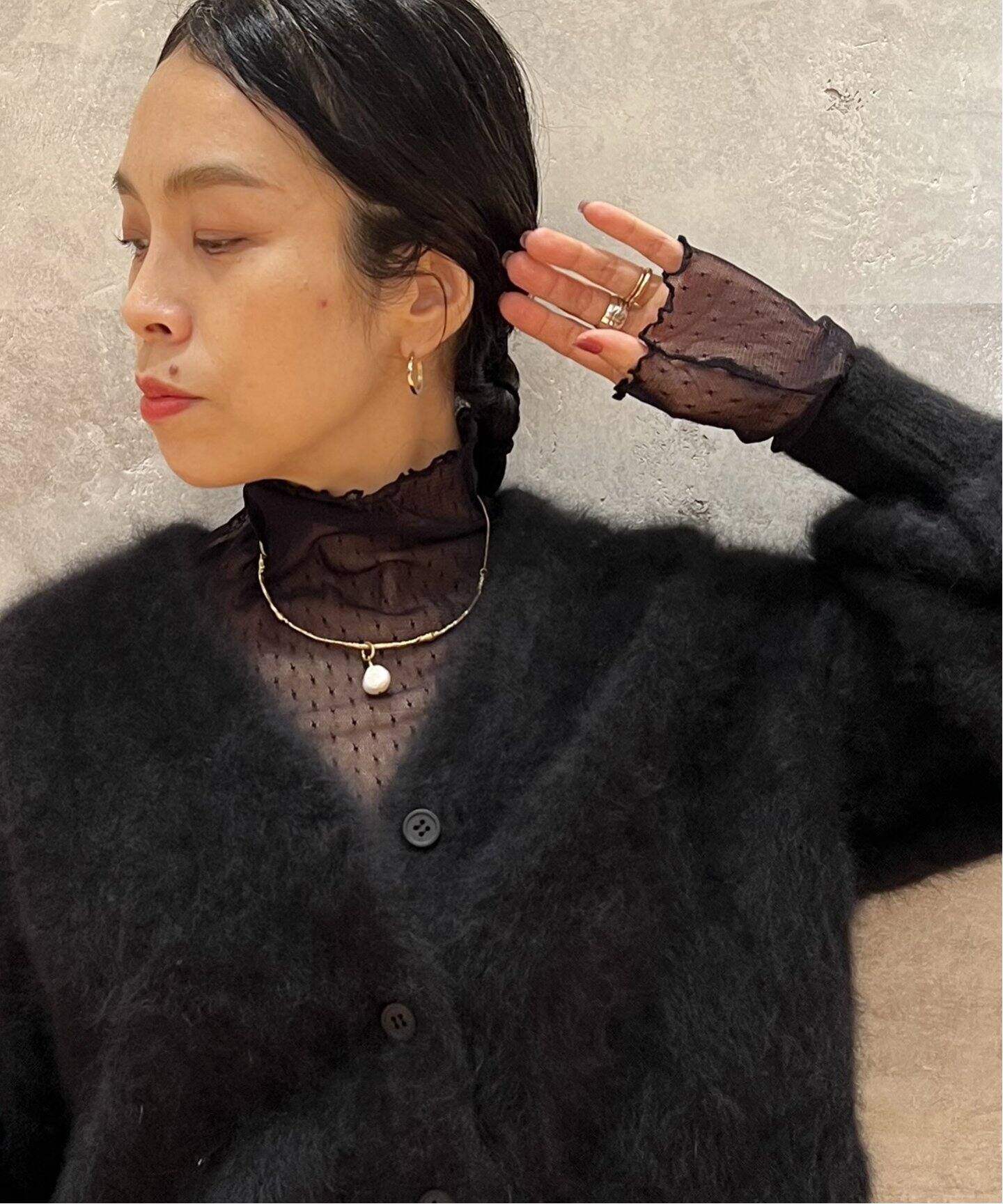 追加》IENA LA BOUCLE ドットチュールタートルネック（Tシャツ  