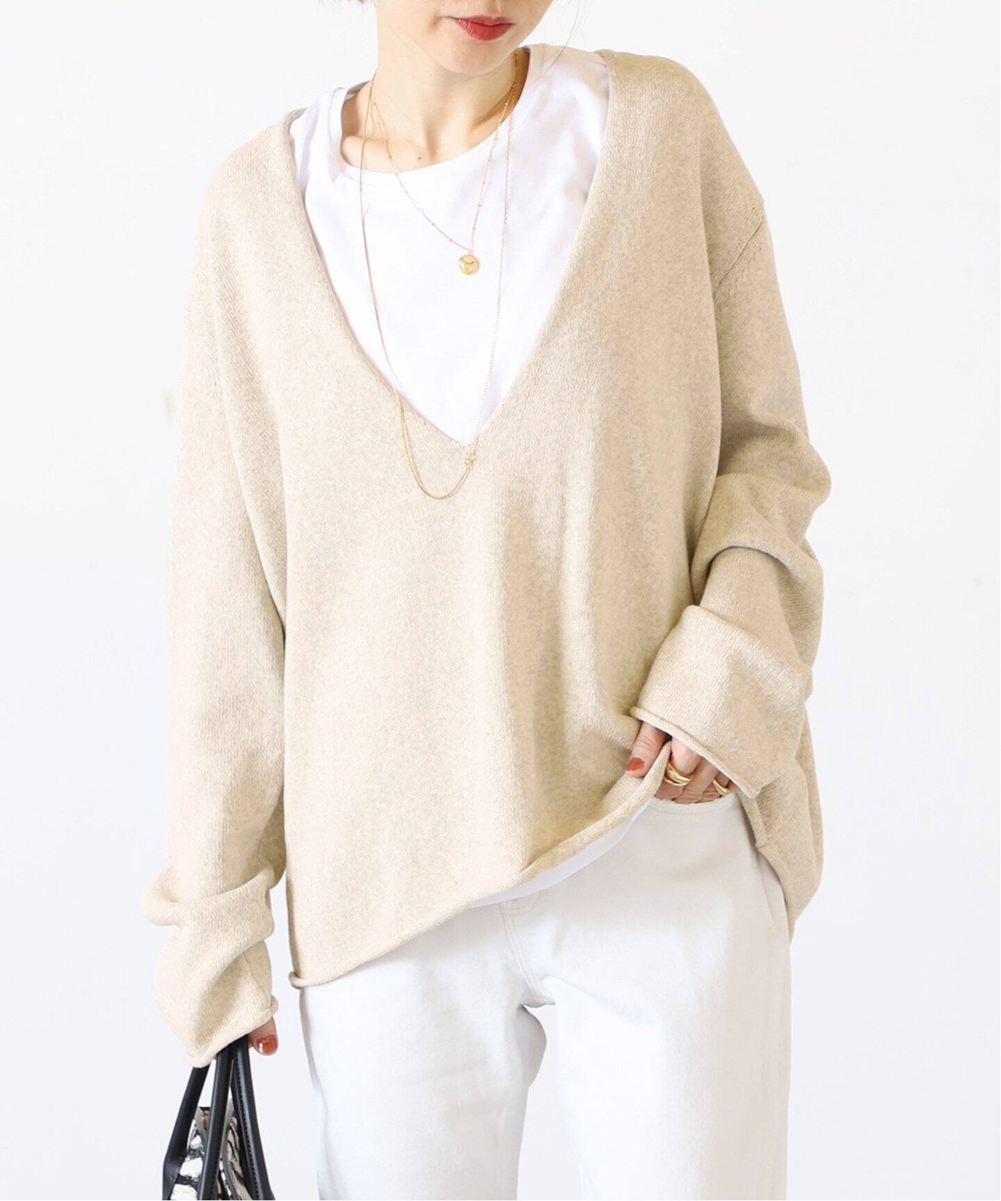 INSCRIRE/アンスクリア】ピマコットンVネックプルオーバー◇（ニット  