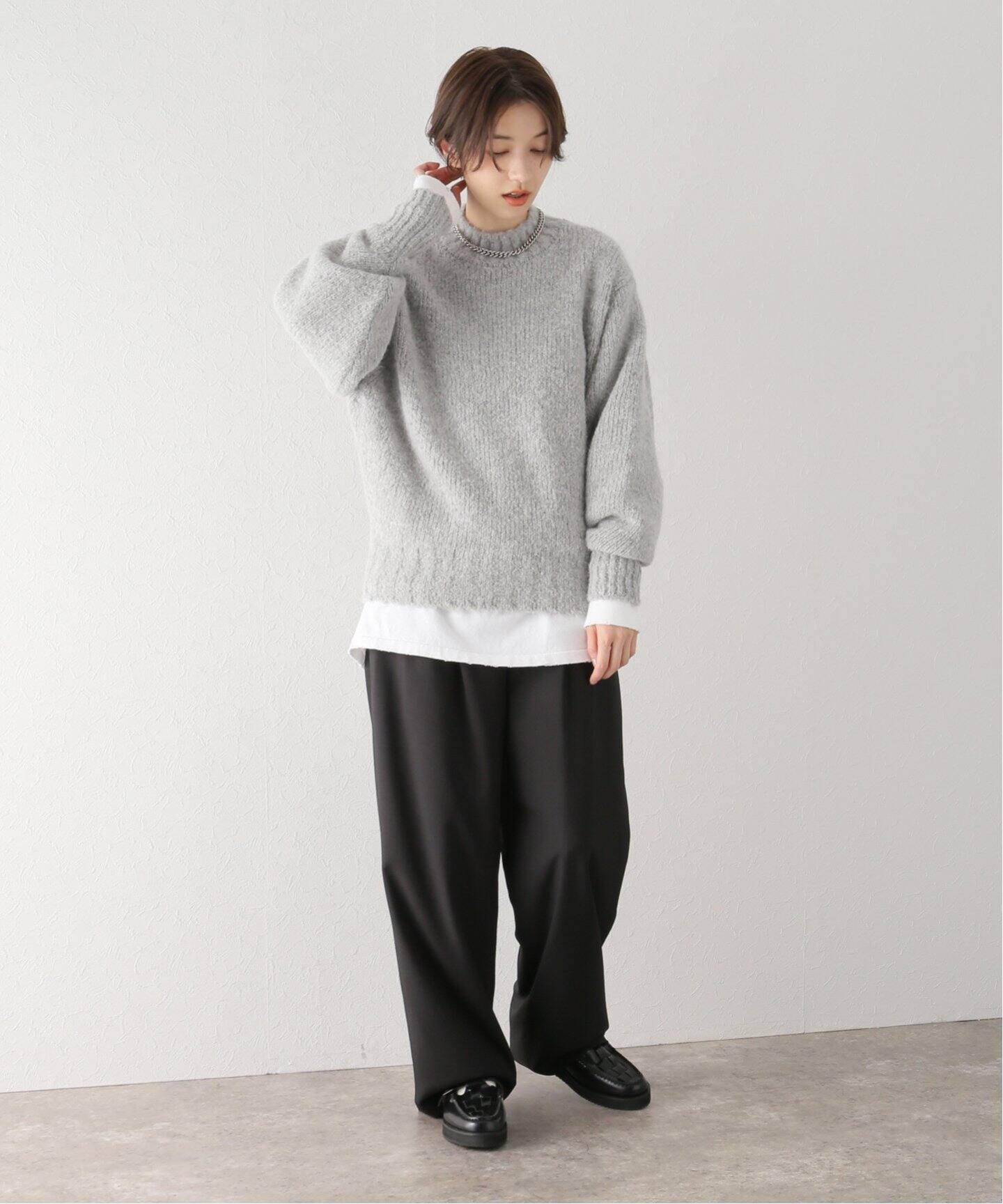 ATON / エイトン】BABY ALPACA(MIX素材) MOCK NECK SWEATER（ニット 