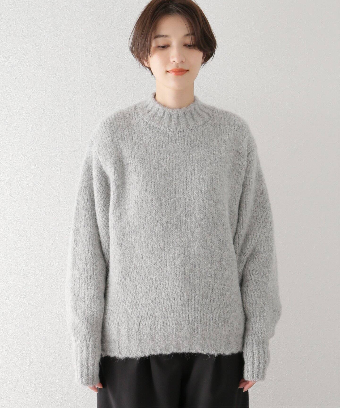 ATON / エイトン】BABY ALPACA(MIX素材) MOCK NECK SWEATER（ニット 