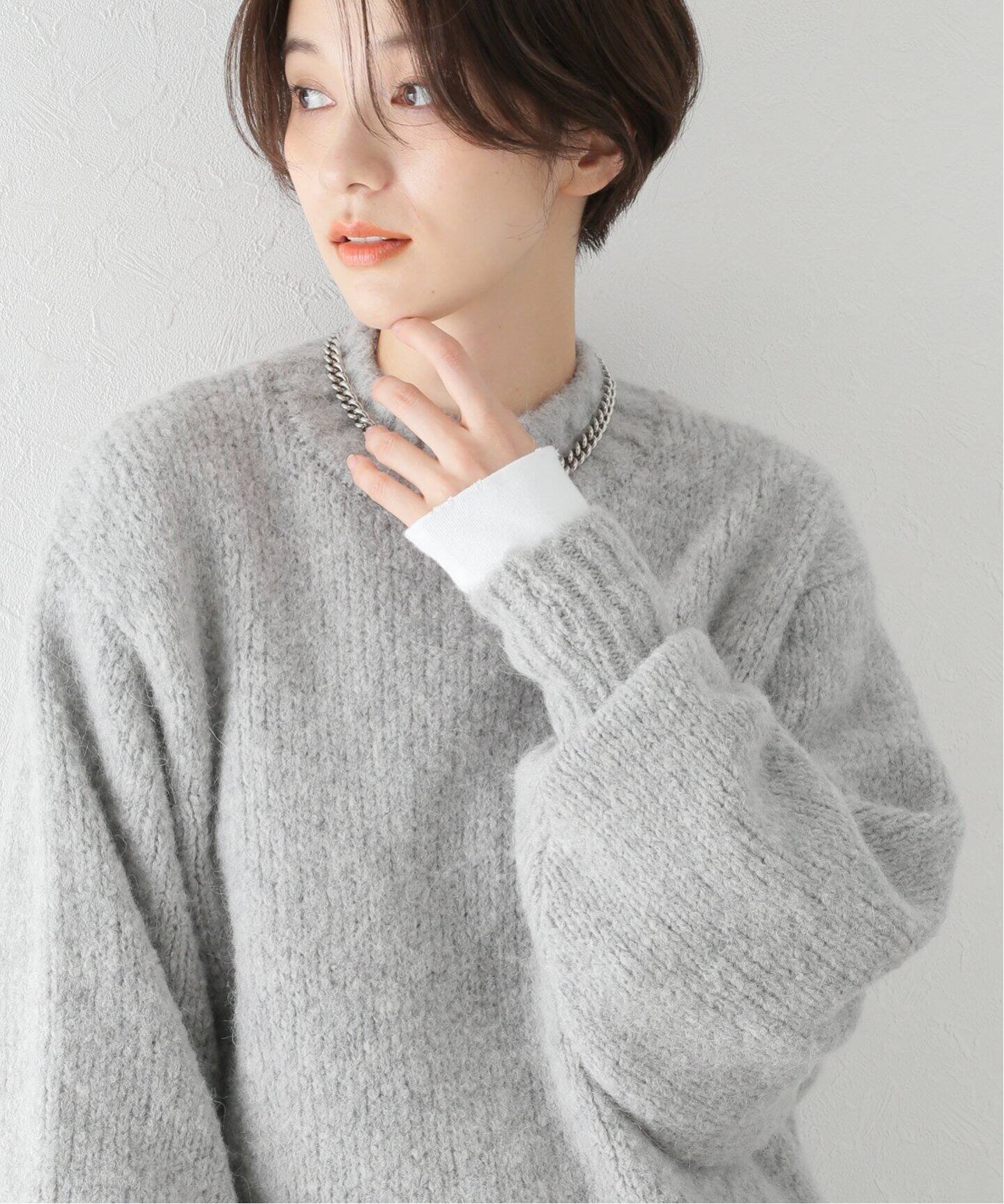 ATON / エイトン】BABY ALPACA(MIX素材) MOCK NECK SWEATER（ニット 