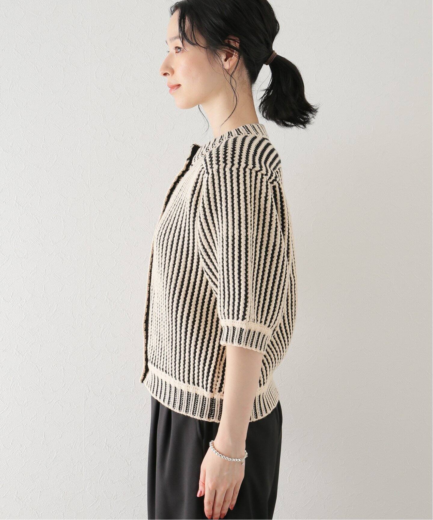 CLANE / クラネ】STRIPE CABLE HALF SLEEVE CD（ニット／セーター 