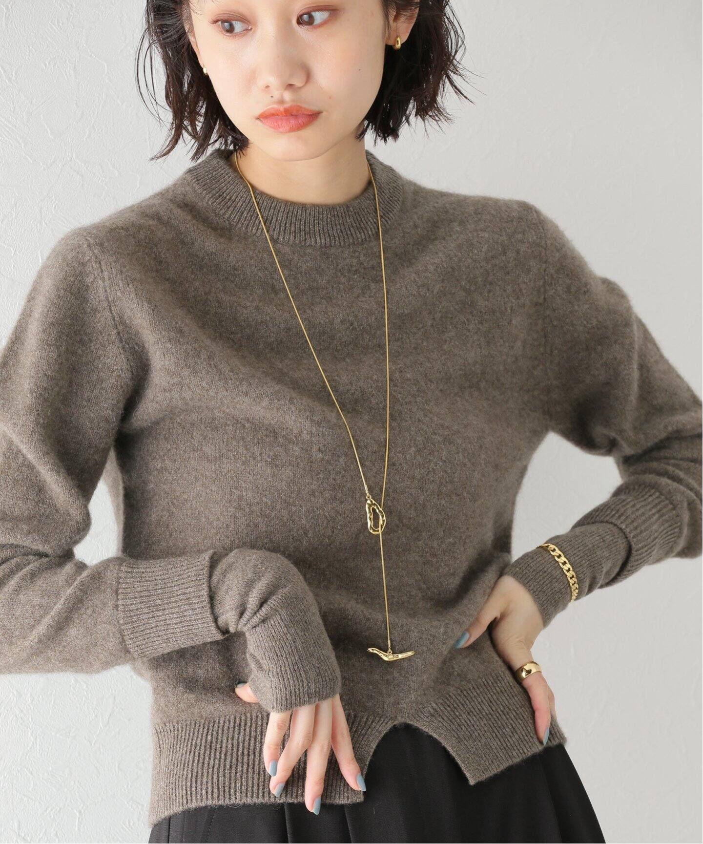 CLANE / クラネ】LAYER SLEEVE YAK KNIT TOPS（ニット／セーター 