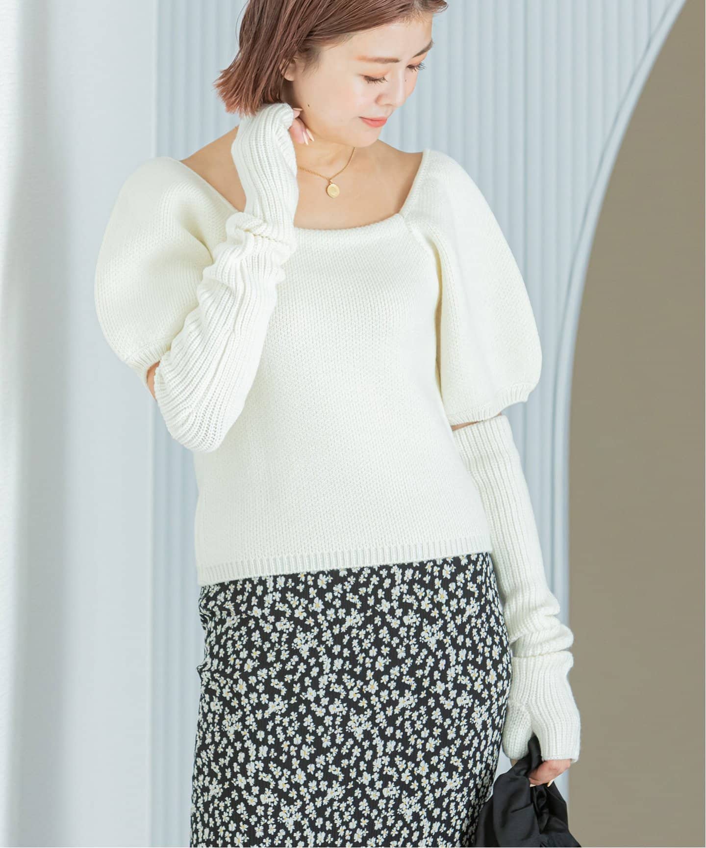 U by SPICK&SPAN パフスリーブニット&アームカバー新品 パフニット TOPS（ニット／セーター）｜U by SPICK&SPAN（ユー