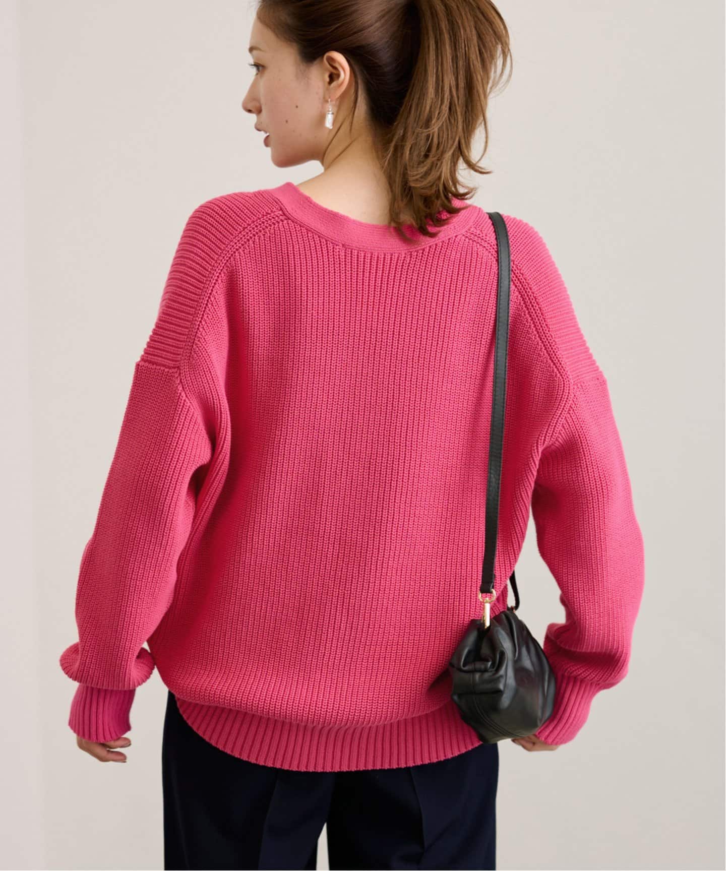 お値段しました plage 両畦Vネックカーディガン セール】V-Neck Cropped カーディガン（カーディガン/ボレロ）｜Plage