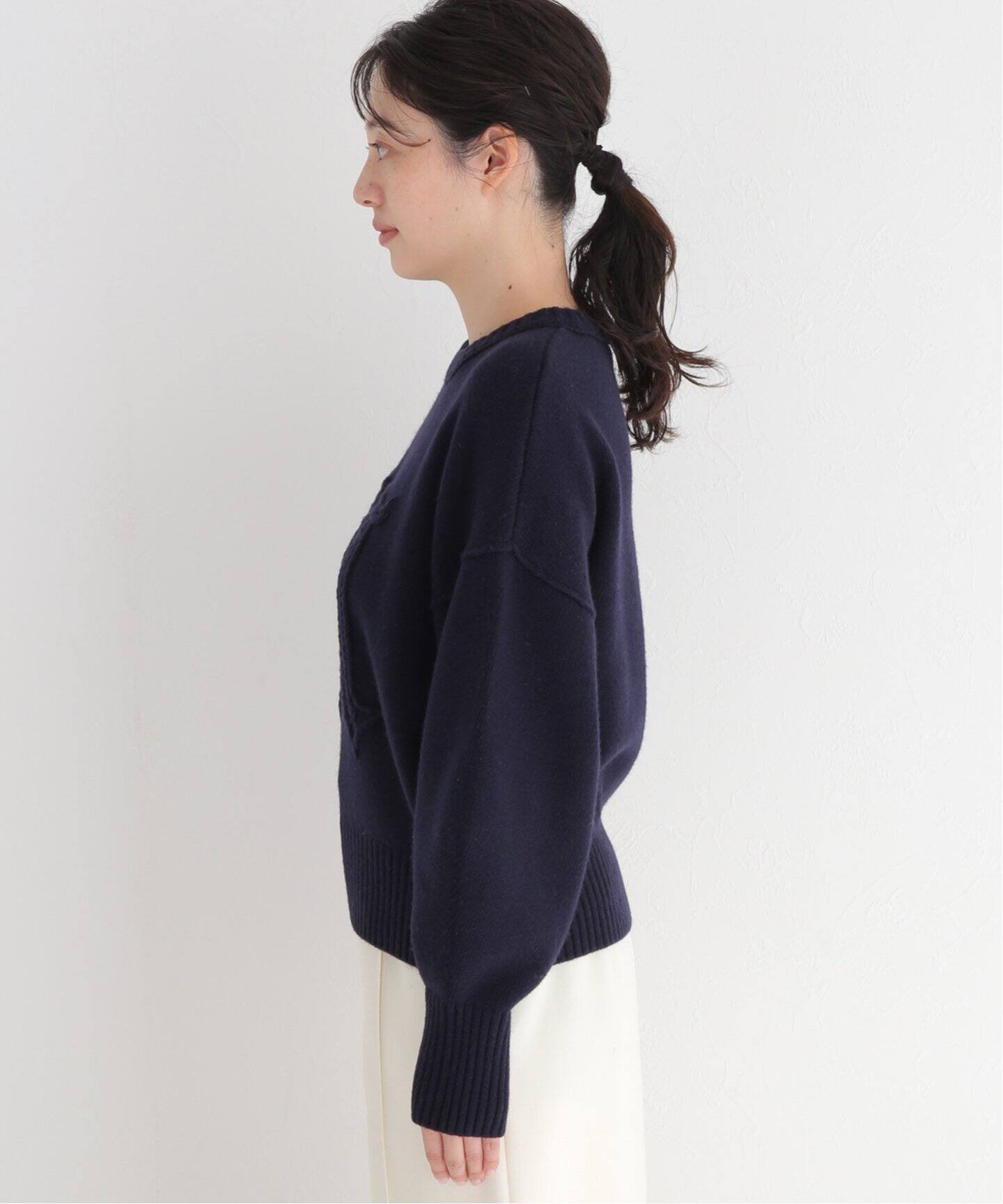 Nロゴ刺繍ニットプルオーバー（ニット／セーター）｜NOBLE（ノーブル 