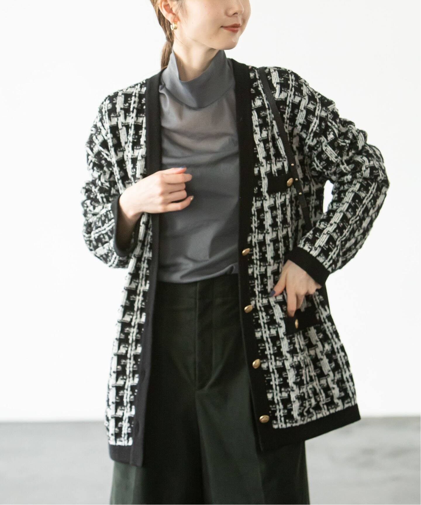 ツイード風Vカーディガン（カーディガン）｜NOBLE（ノーブル）の通販  