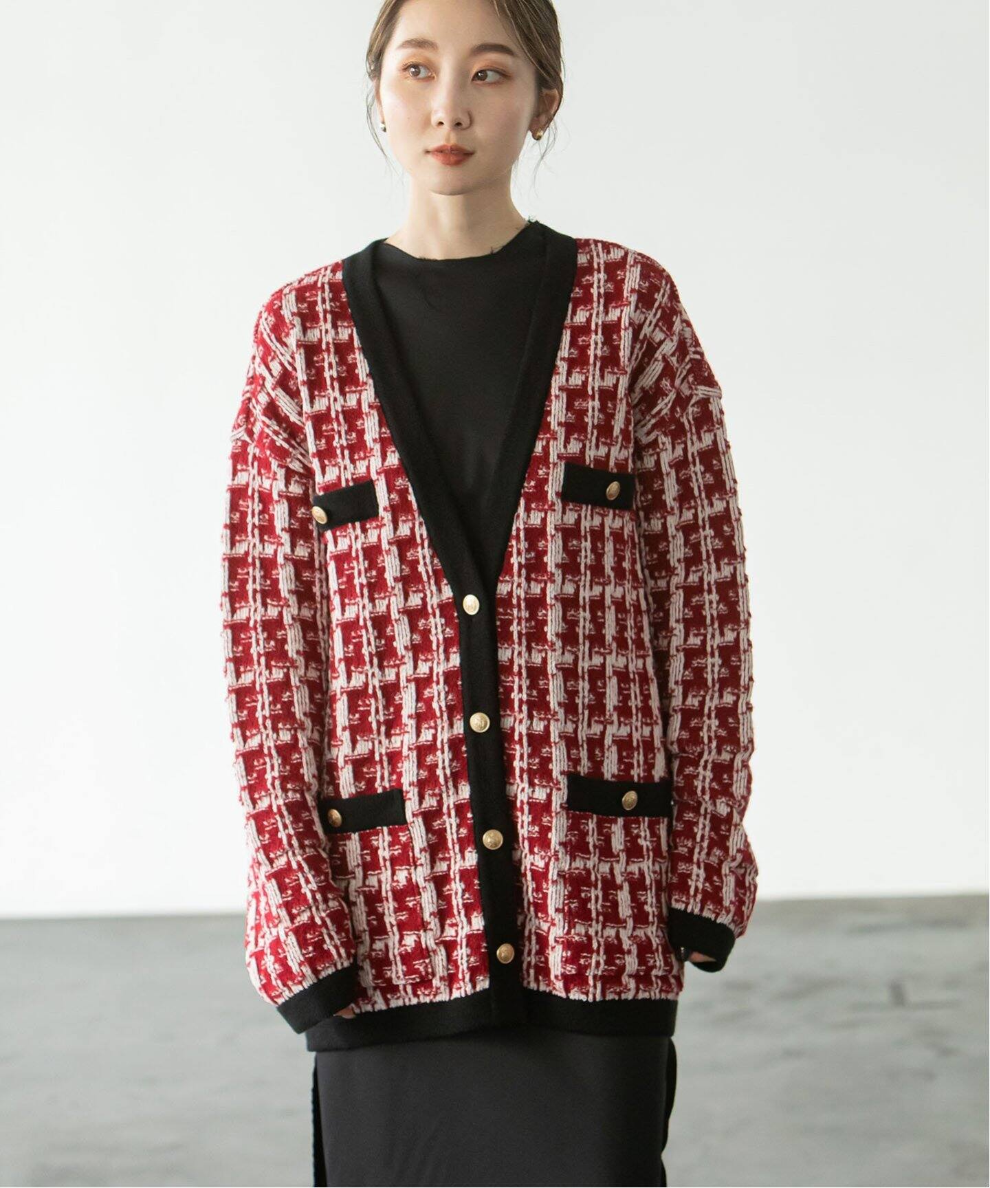 ツイード風Vカーディガン（カーディガン）｜NOBLE（ノーブル）の通販  