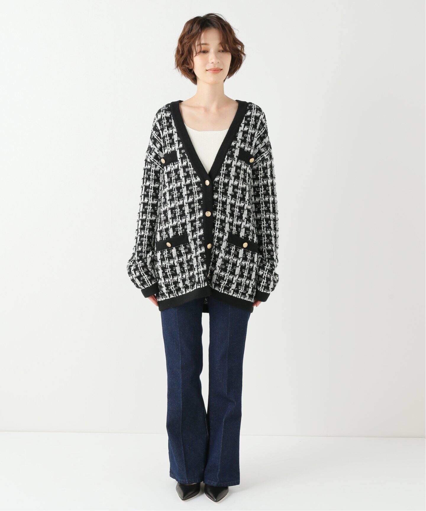 ツイード風Vカーディガン（カーディガン）｜NOBLE（ノーブル）の通販  