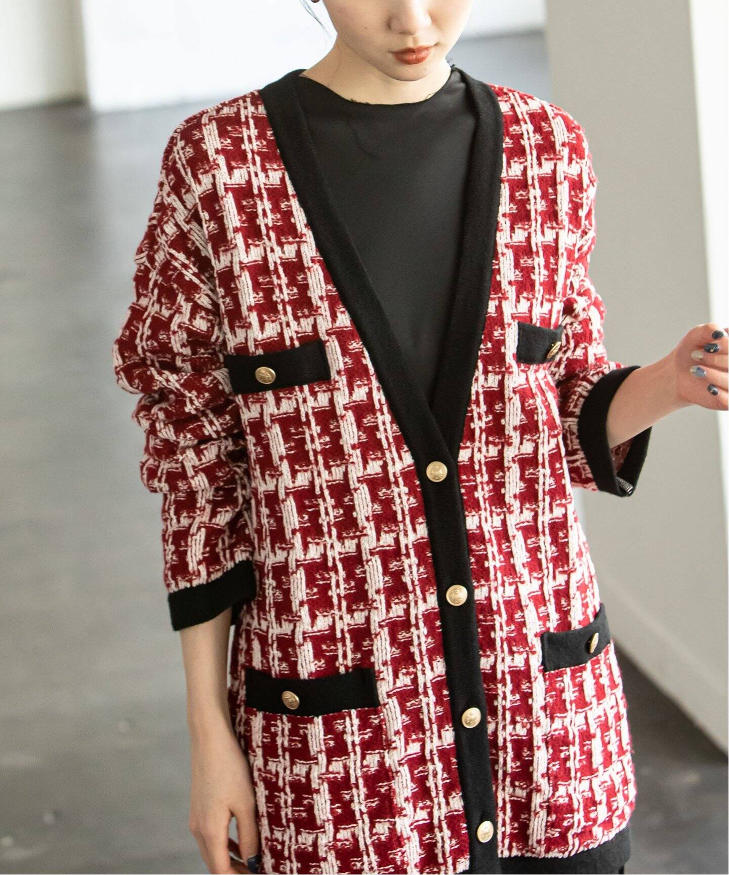 ツイード風Vカーディガン（カーディガン）｜NOBLE（ノーブル）の通販  