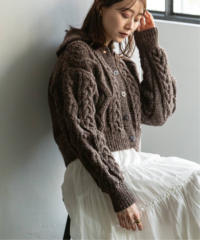 CASA FLINE】 アラン模様ハンドニットカーディガン（カーディガン 