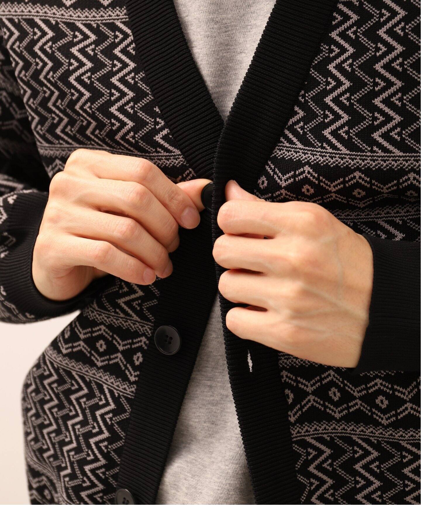 スポンディッシュ リラックス ニット カーディガン(ジオメトリック