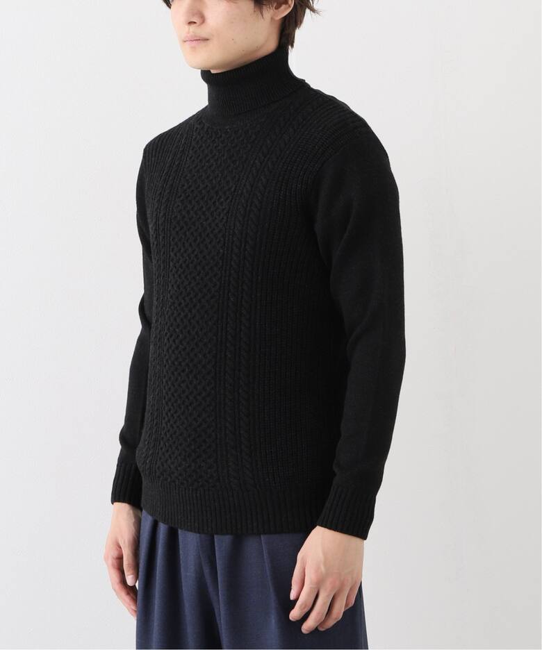 Biella Yarn / ビエラヤーン】7ゲージ ケーブル タートルネックニット 