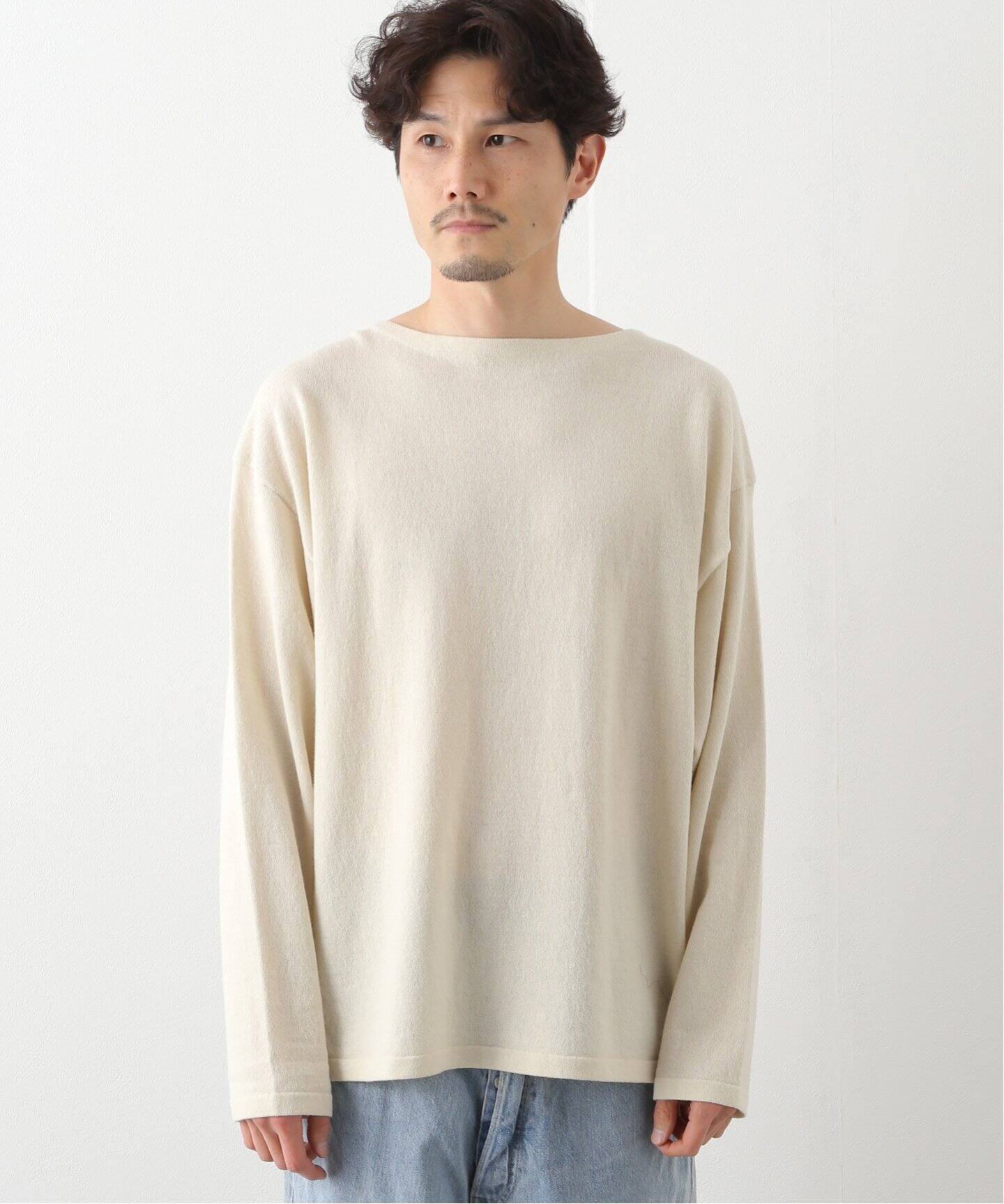 ボンポワン美品12a コートコクーン-COMOLI ウール和紙ボートネック 