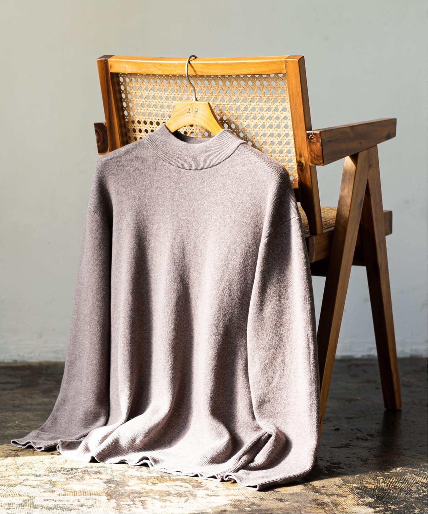 フォーワンセブンバイエディフィス セーター トップス モックネック ニット カシミヤ混 メンズ Lサイズ グレージュ 417byEDIFICE フォーワンセブンバイエディフィス セーター トップス モック