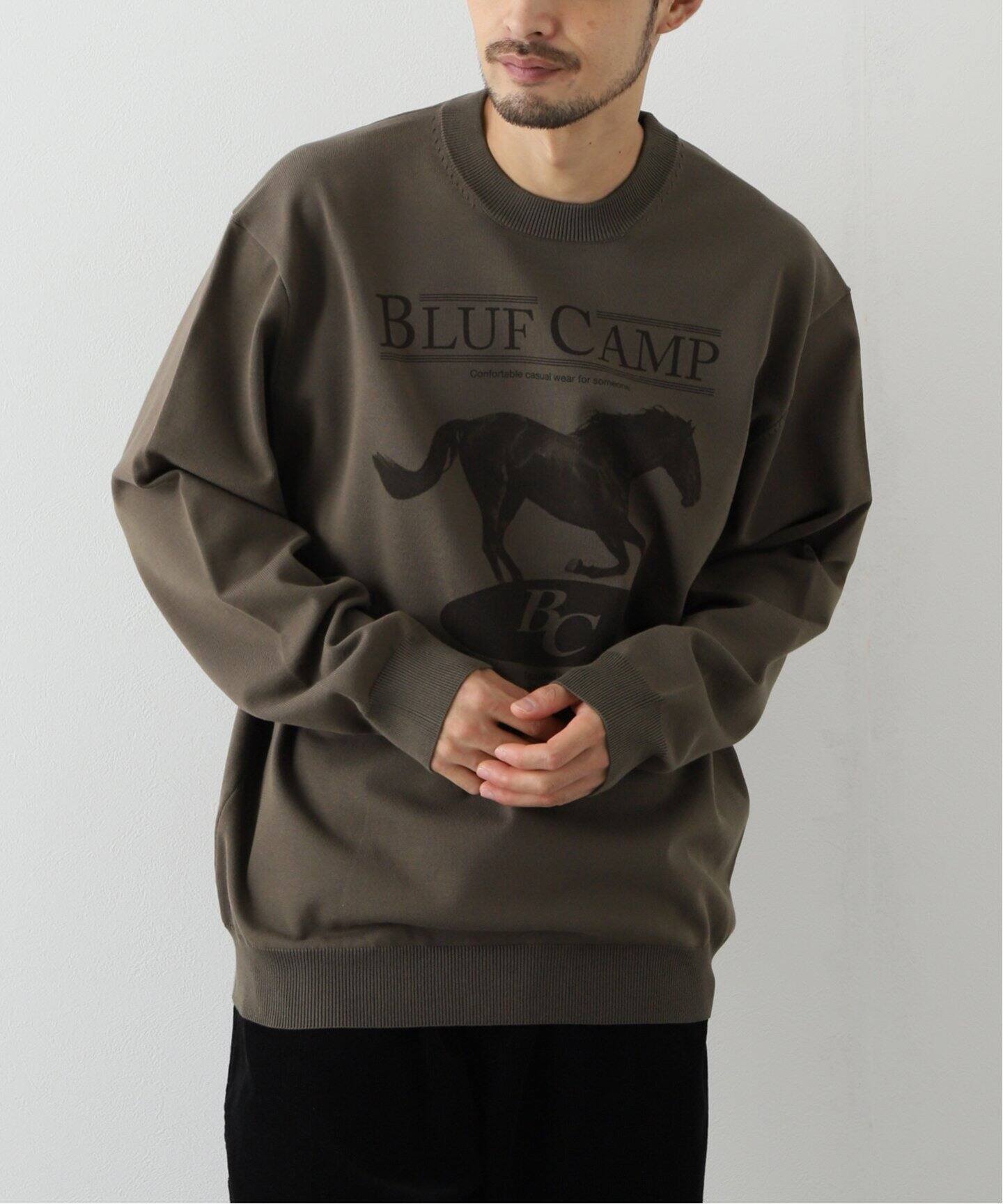 BLUFCAMP / ブルーフキャンプ】 Printed-Cotton Sweater（ニット 
