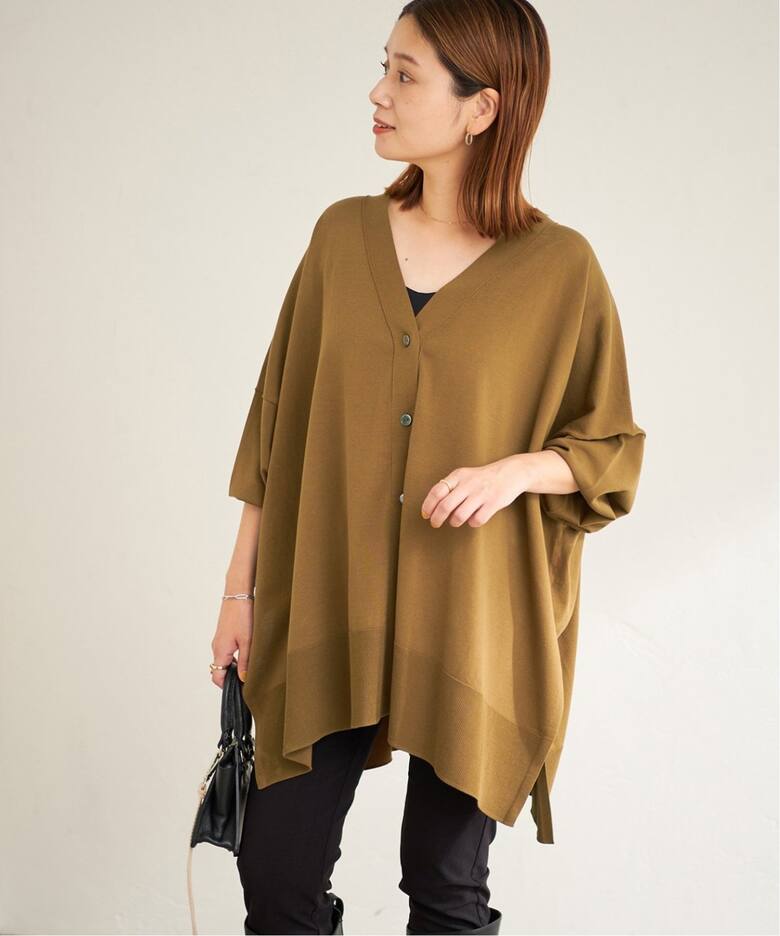 追加6》ハイツイストコットンポンチョカーディガン（カーディガン  