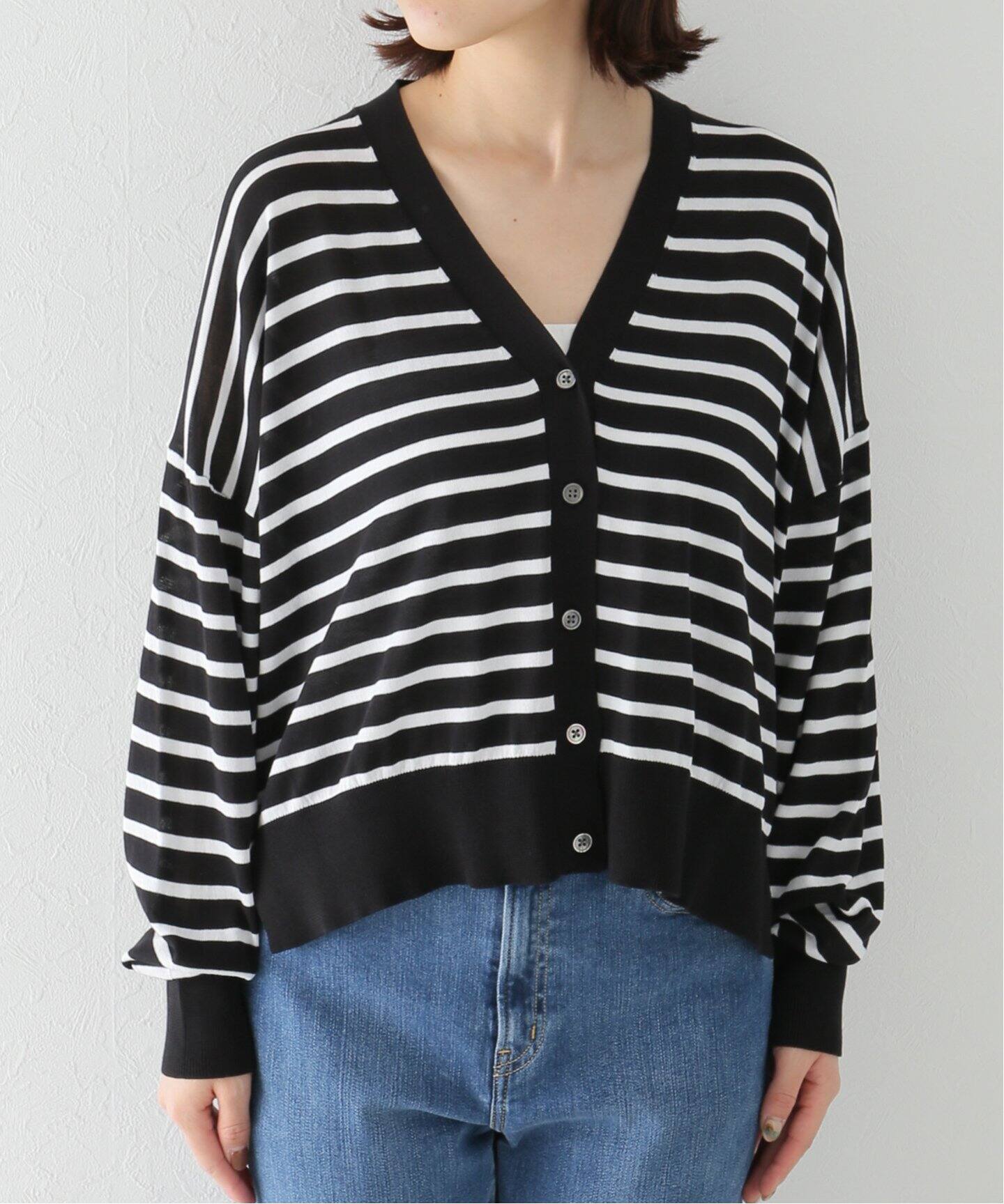 SUVINガスコットンテンジク Vネックカーディガン（カーディガン  