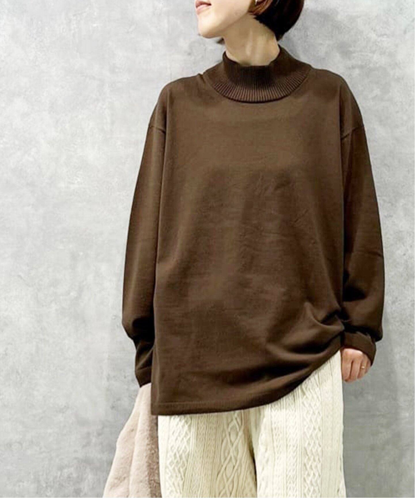 ATON/エイトン】NATURAL DYE WOOL HIGH NECK SWEATER（ニット 