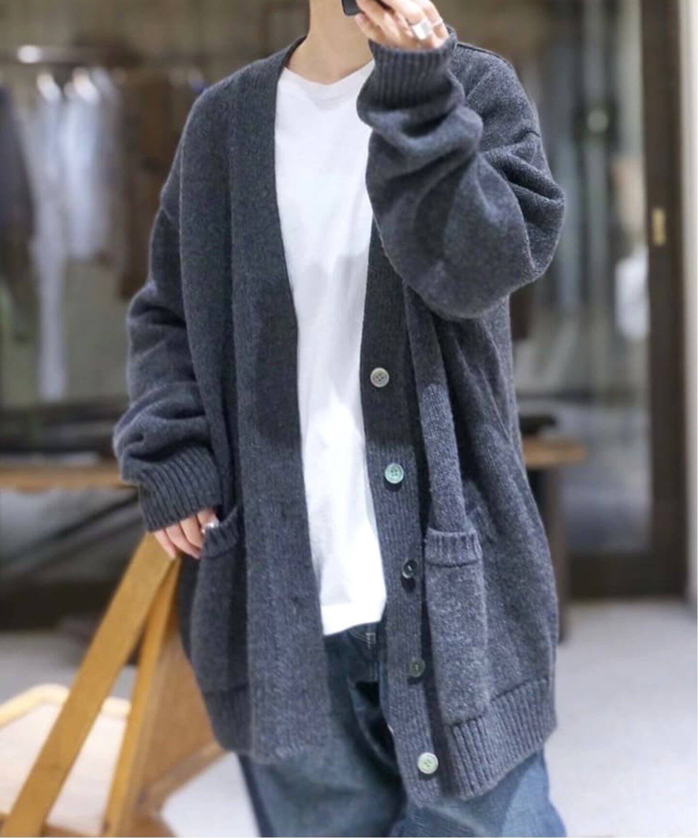 YONETOMI NEW BASIC】 SOFT LAMB WOOL KNIT C（カーディガン 