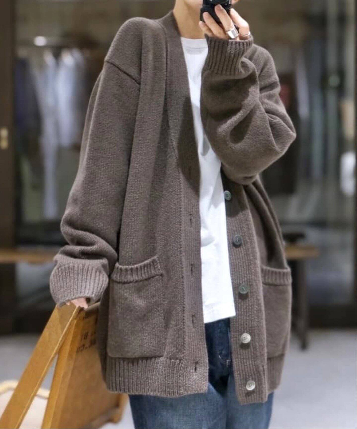 YONETOMI NEW BASIC】 SOFT LAMB WOOL KNIT C（カーディガン 