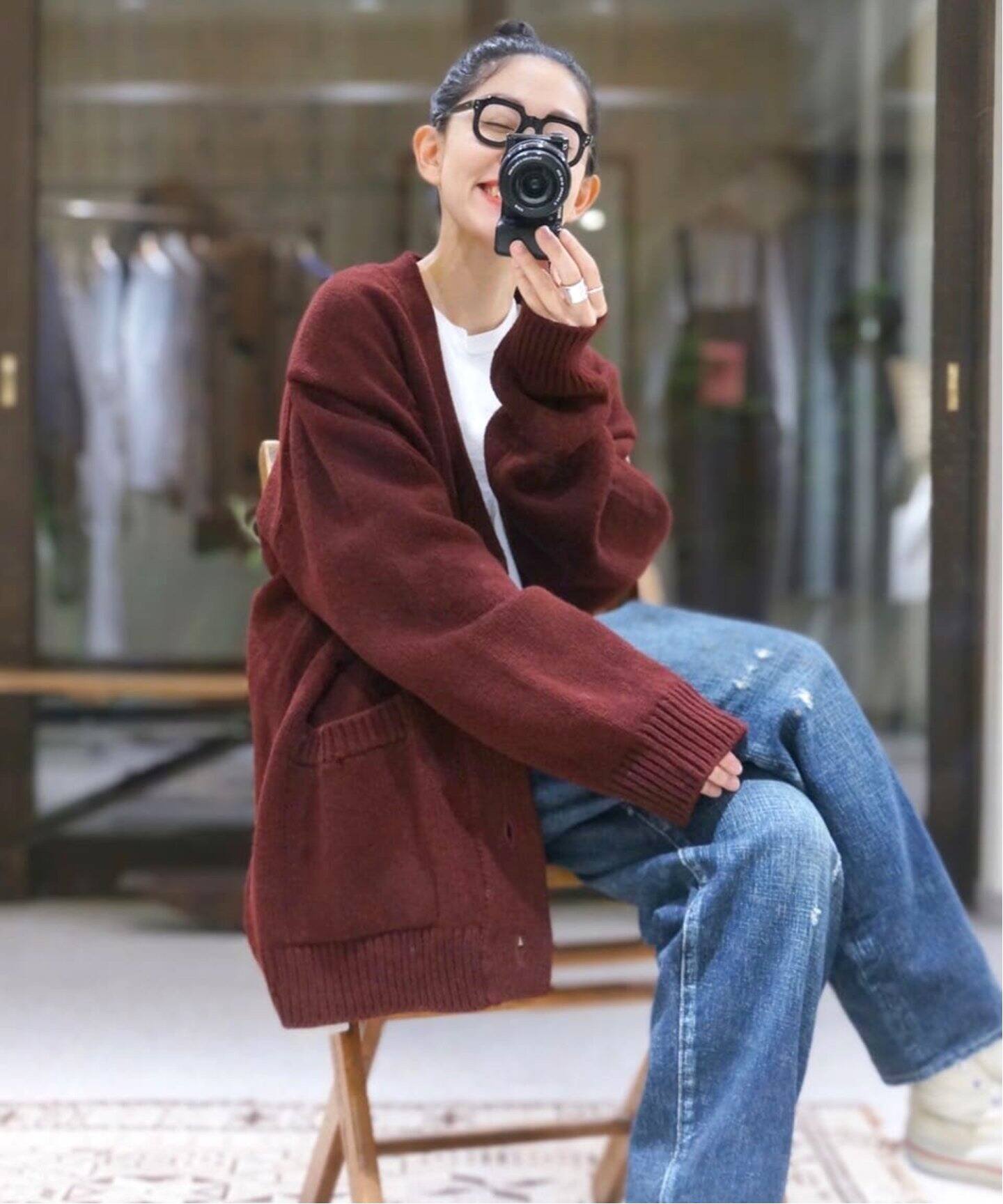 YONETOMI NEW BASIC】 SOFT LAMB WOOL KNIT C（カーディガン 