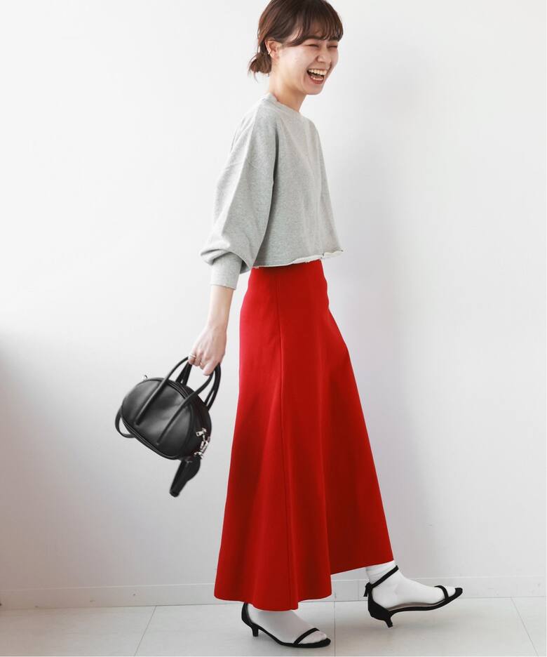 □《追加》ウォッシャブルスポンジニットフレアスカート（ロング  