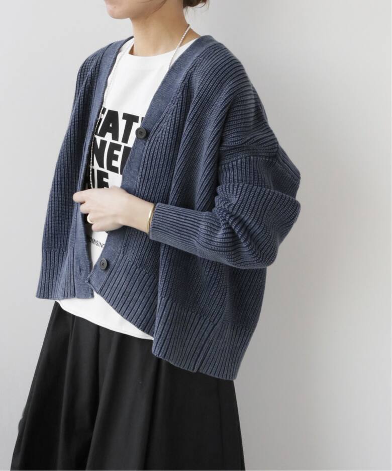 追加》製品染めワイドクロップドカーディガン◇（カーディガン 
