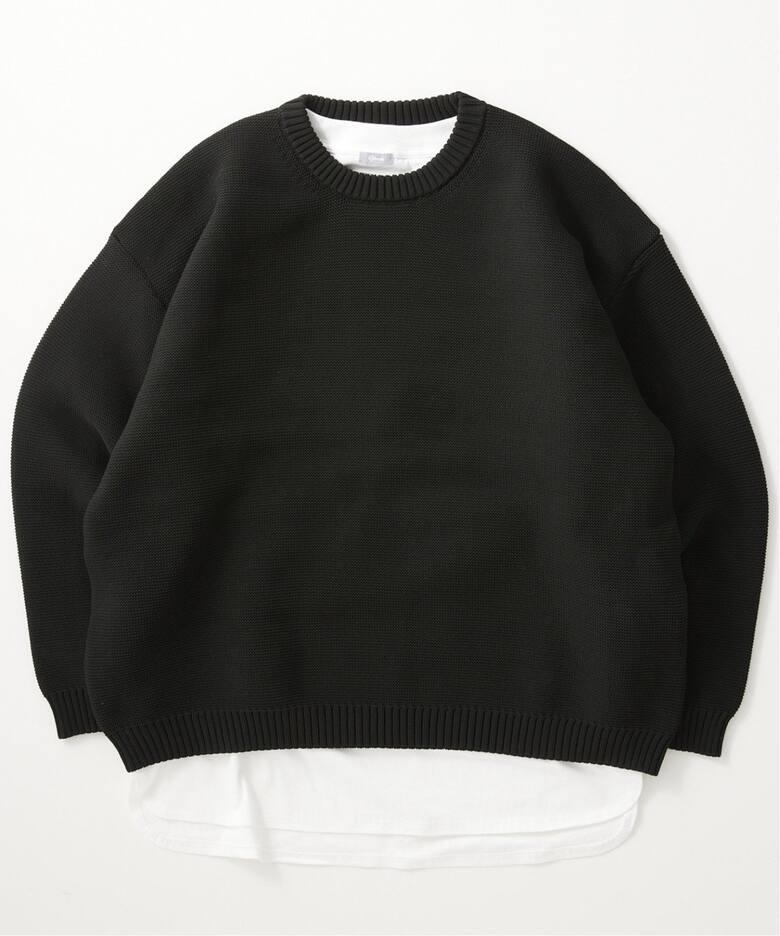 ニット+カットソーの2点SET】リサイクルポリエステル ワッフルニット 