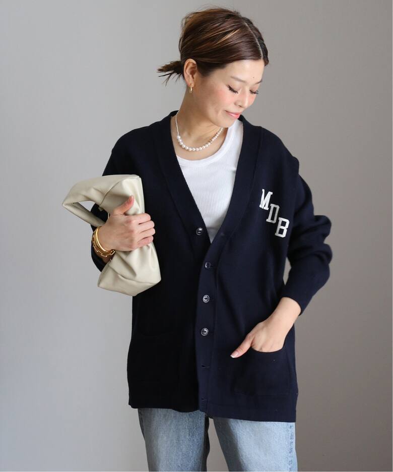 マディソンブルー MADISONBLUE LOOSE BIG V CD MOHAIR パールボタン  