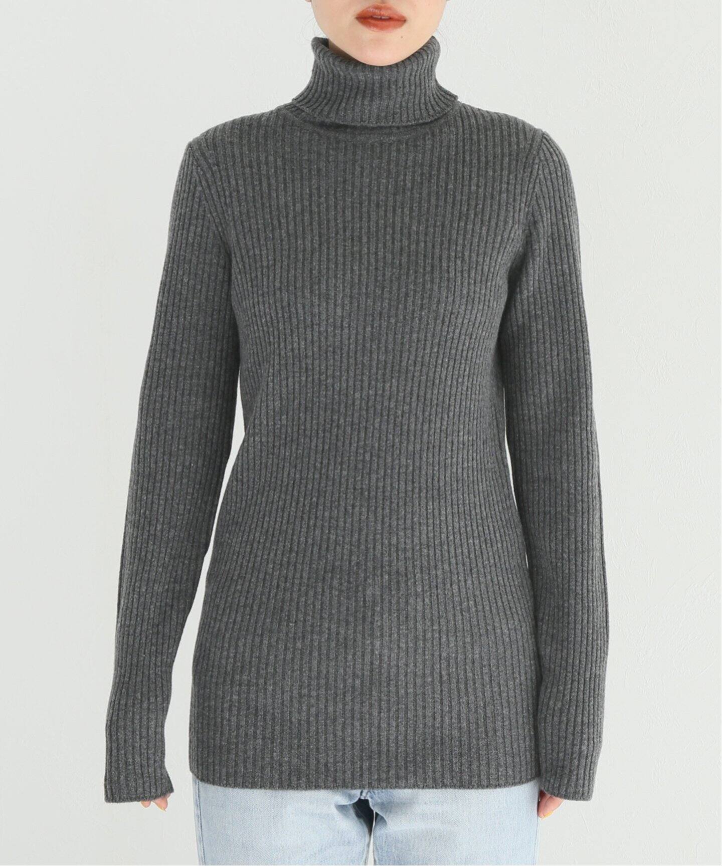 MADISONBLUE/マディソンブルー】タートルネック RIB LAMB WOOL（ニット 
