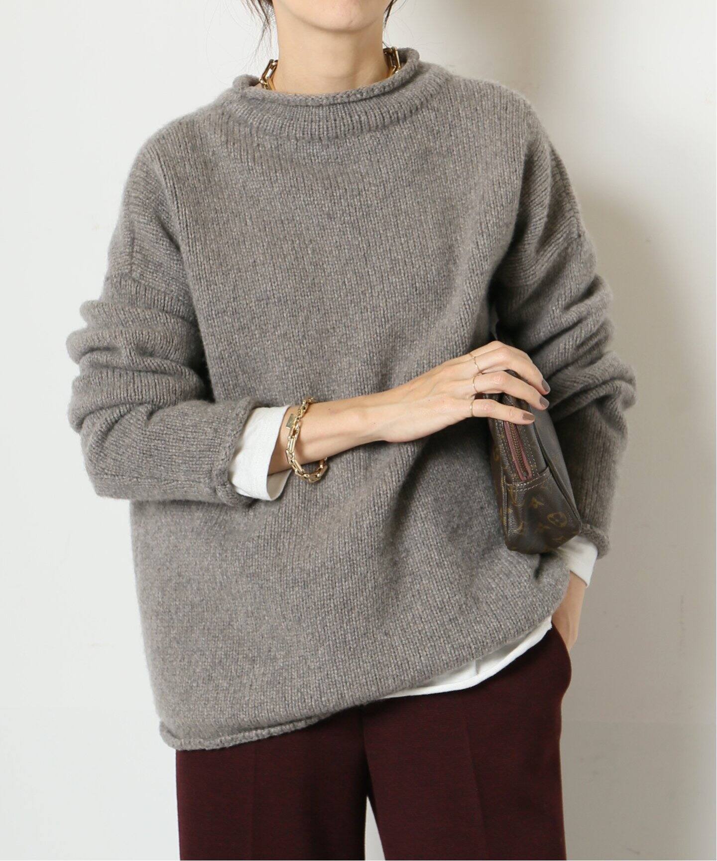KGW/ケージーダブリュー】ROLLED EDGE OVERSIZED CREW ニット（ニット 